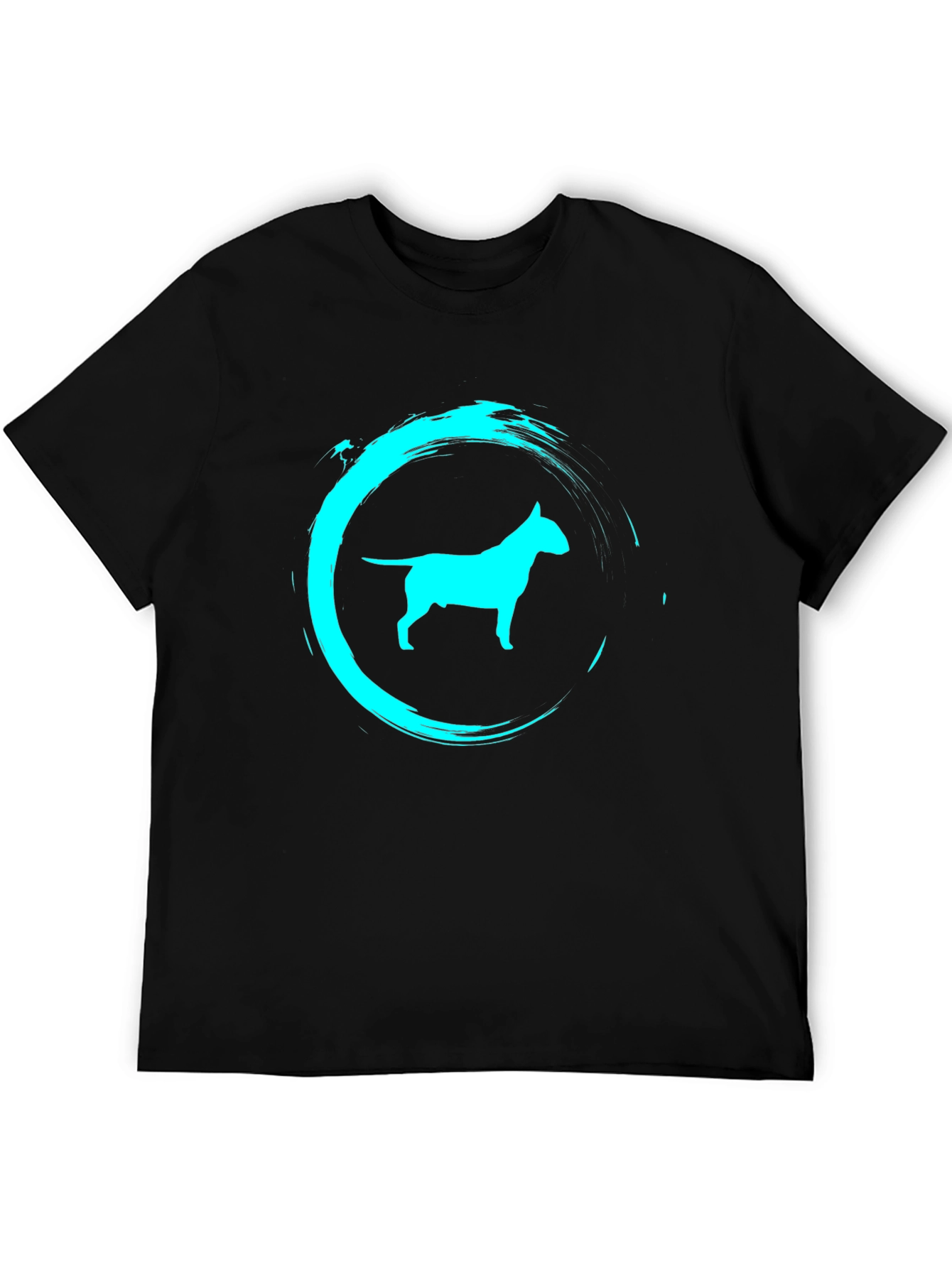 Camiseta Negra con Diseño de Bull Terrier Turquesa