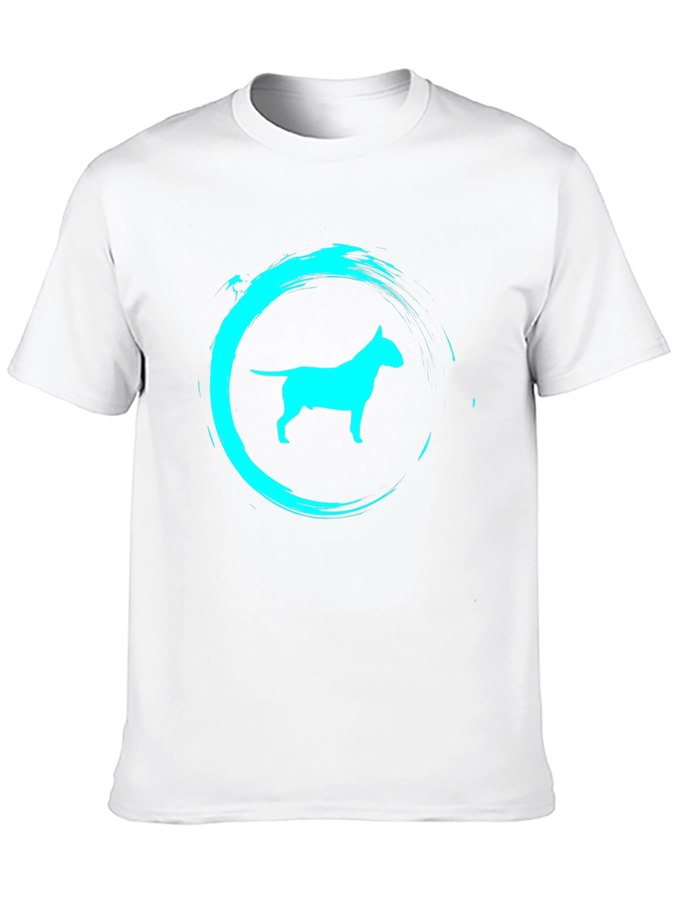 Camiseta Negra con Diseño de Bull Terrier Turquesa