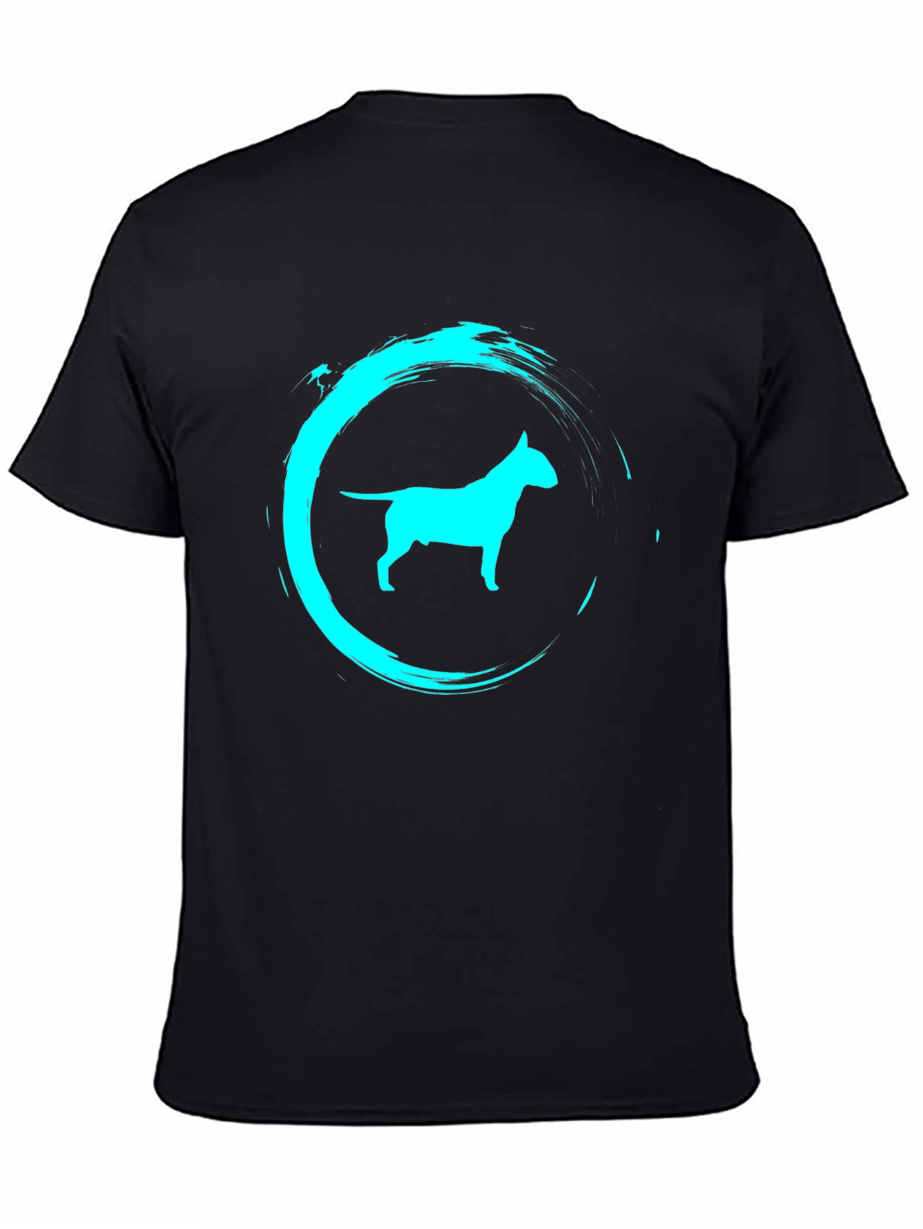 Camiseta Negra con Diseño de Bull Terrier Turquesa