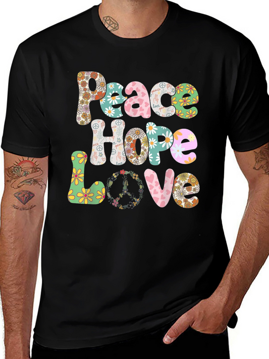 Camiseta Paz Amor y Esperanza Floral Hippie