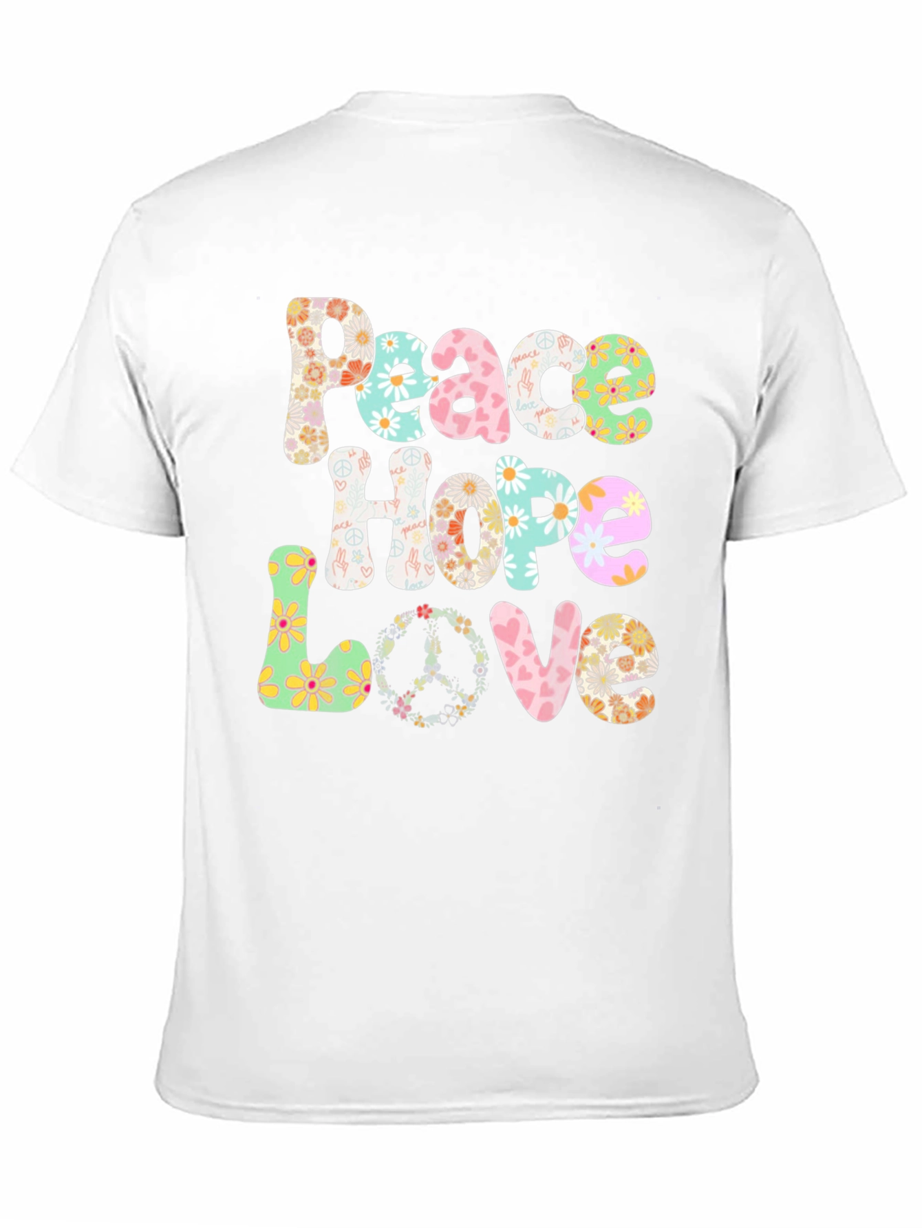 Camiseta Paz Amor y Esperanza Floral Hippie