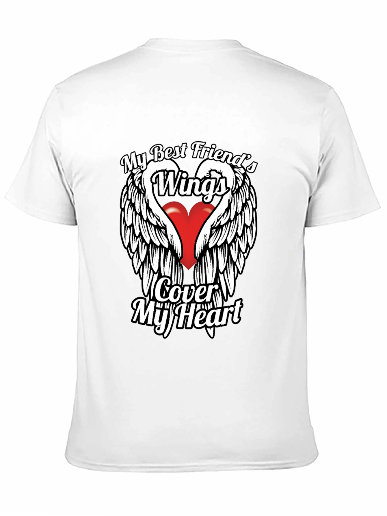 Camiseta Negra: Alas de Amistad y Protección
