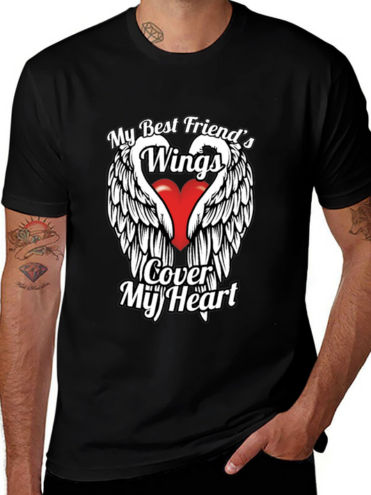 Camiseta Negra: Alas de Amistad y Protección