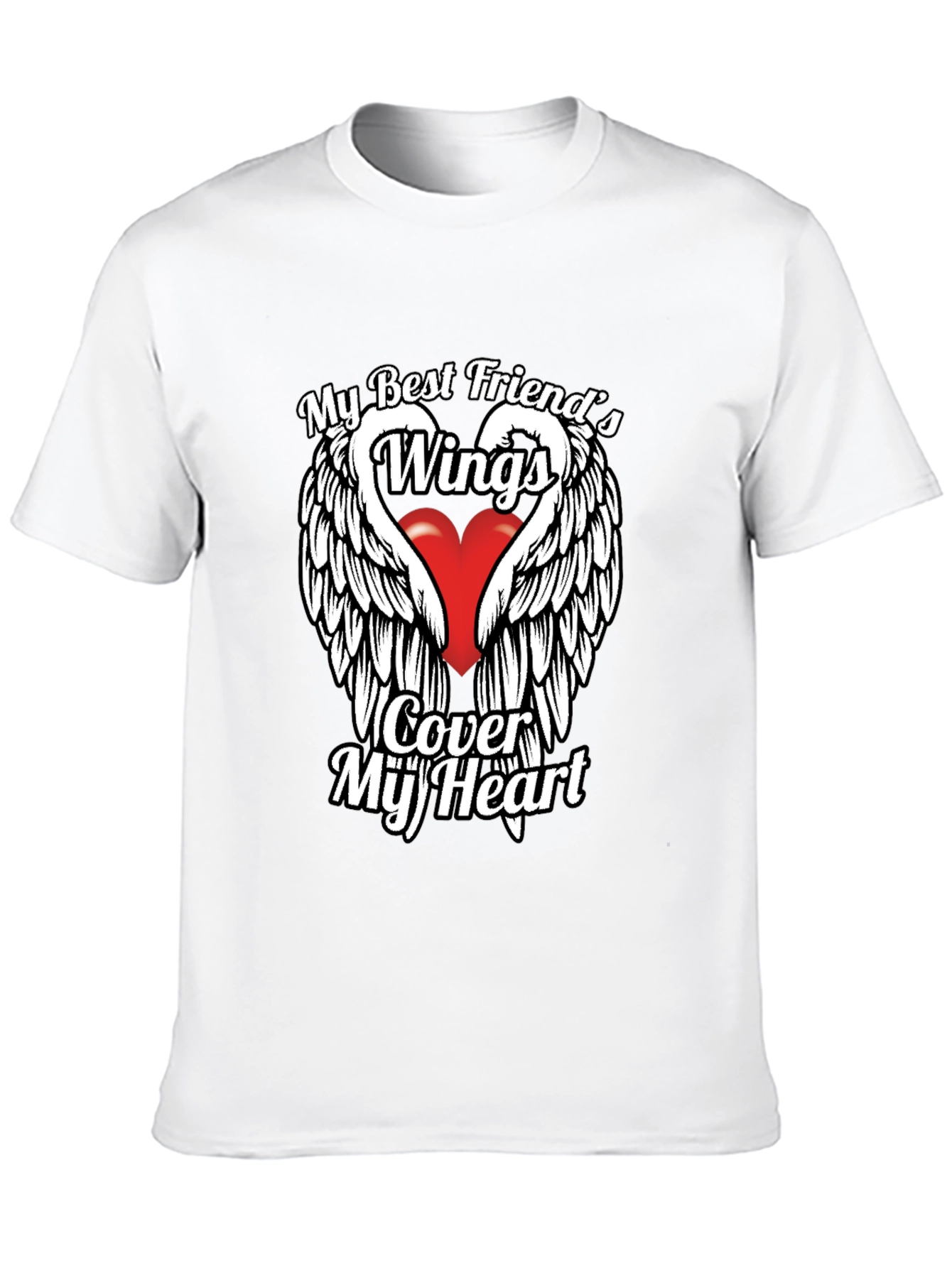 Camiseta Negra: Alas de Amistad y Protección