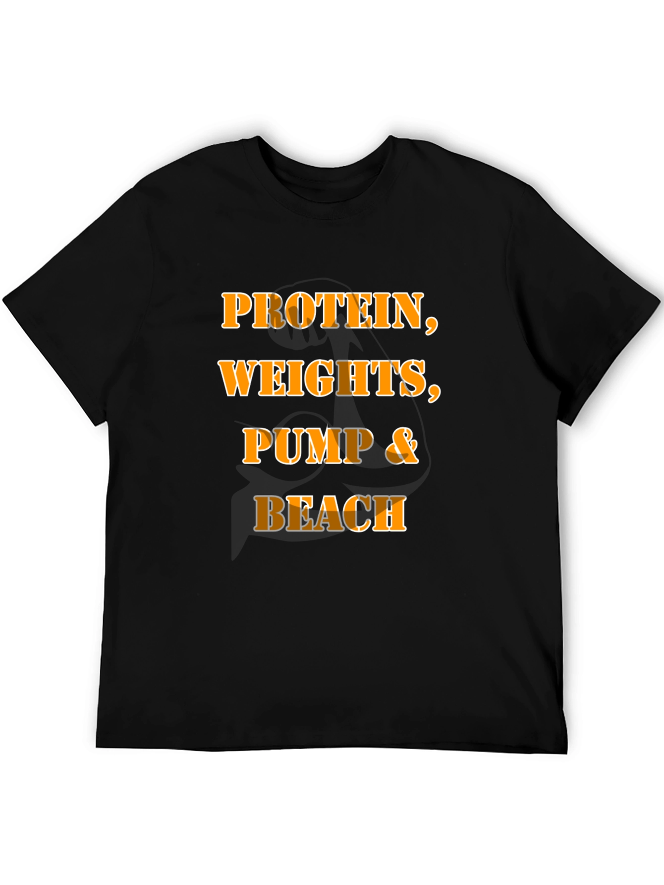 Camiseta Hombre Negra: Proteína Pesas Bombeo & Playa