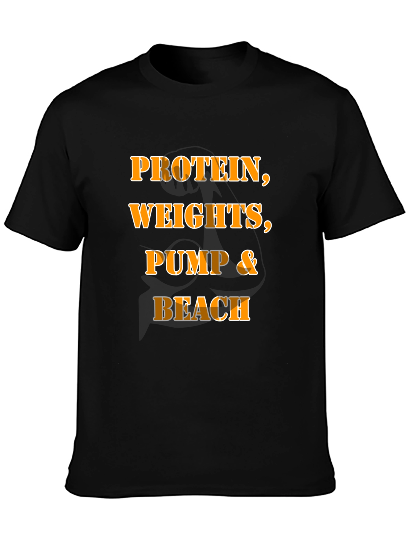 Camiseta Hombre Negra: Proteína Pesas Bombeo & Playa