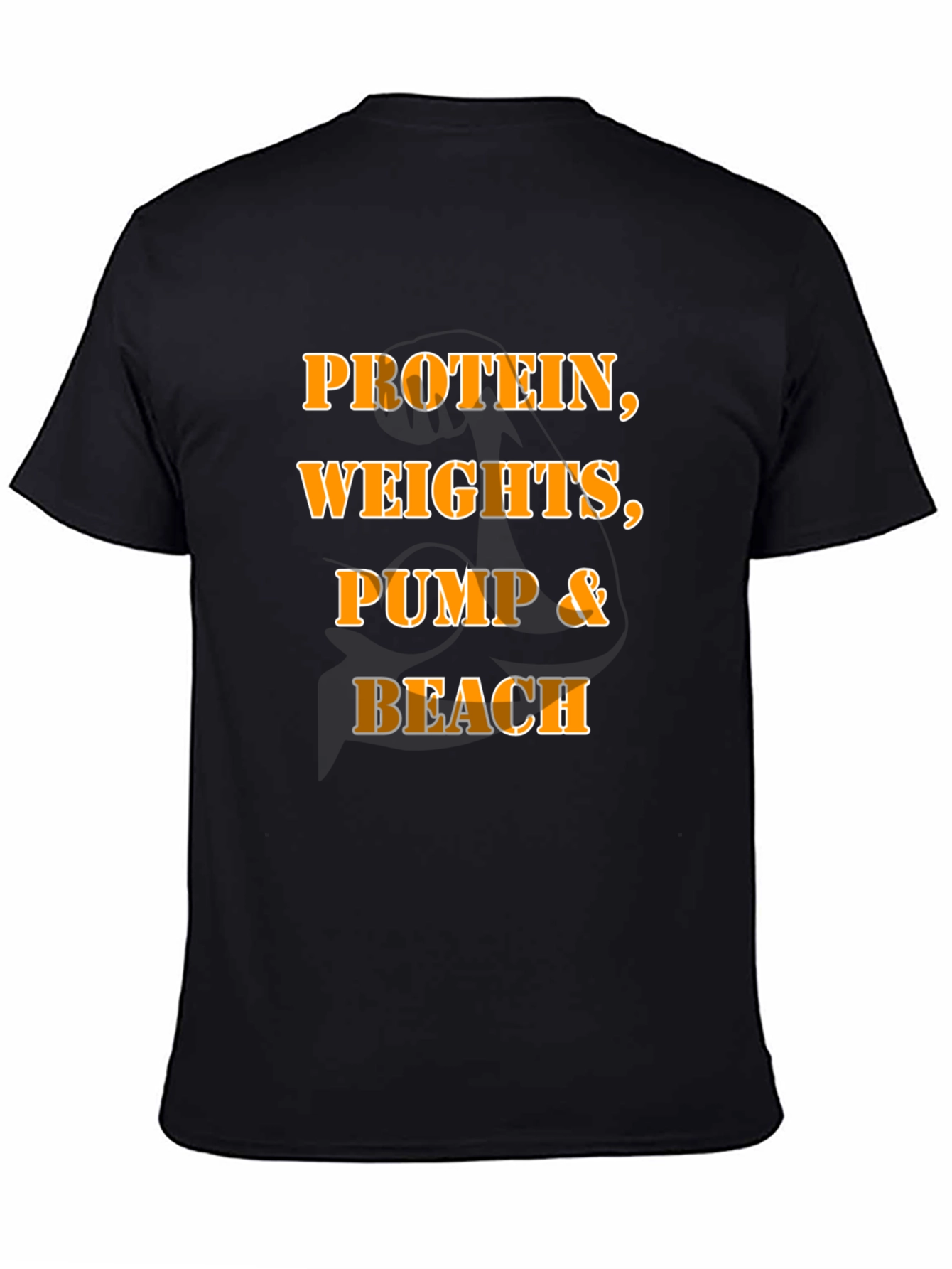 Camiseta Hombre Negra: Proteína Pesas Bombeo & Playa