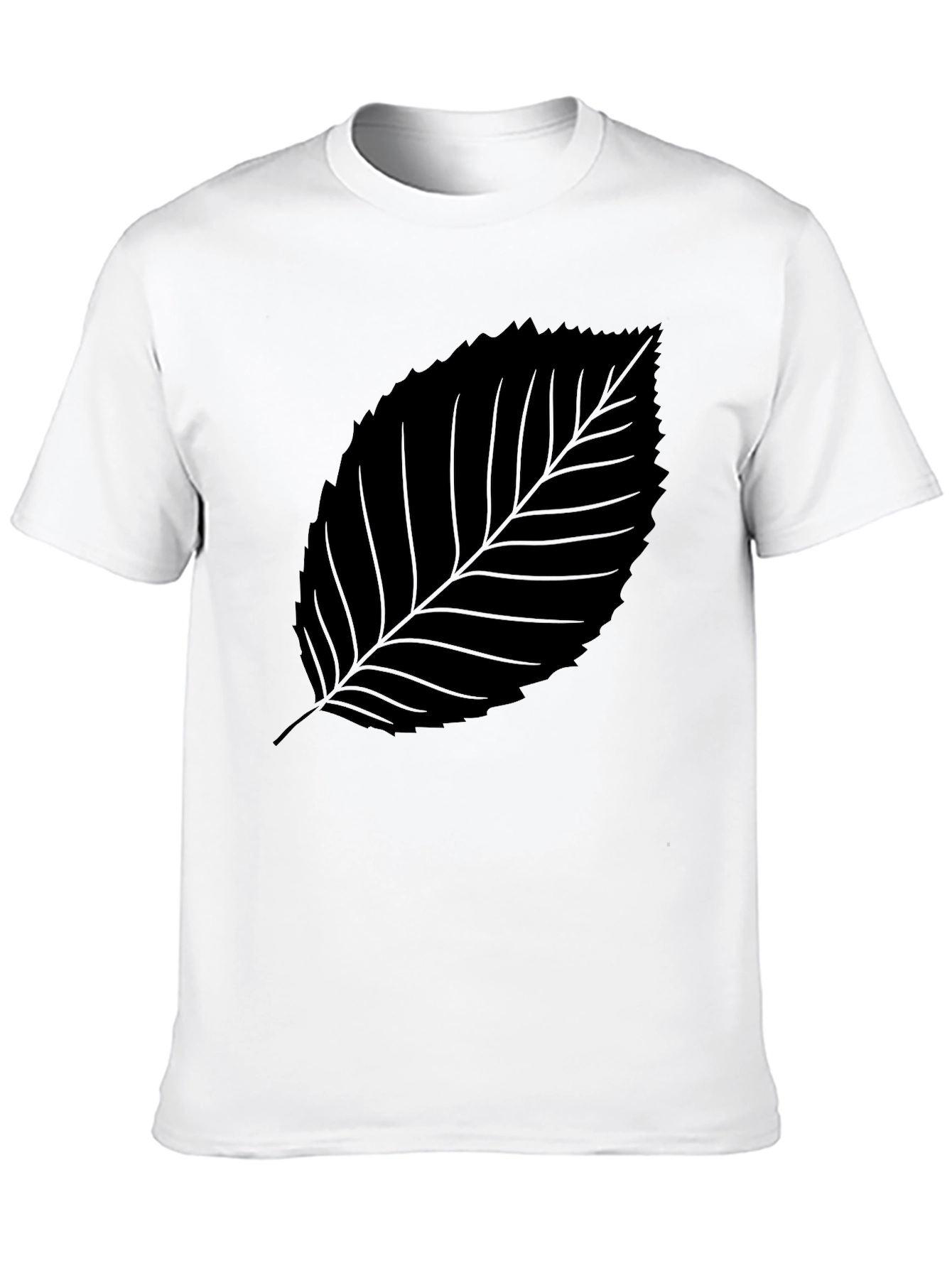 Camiseta Negra con Hoja Estilizada