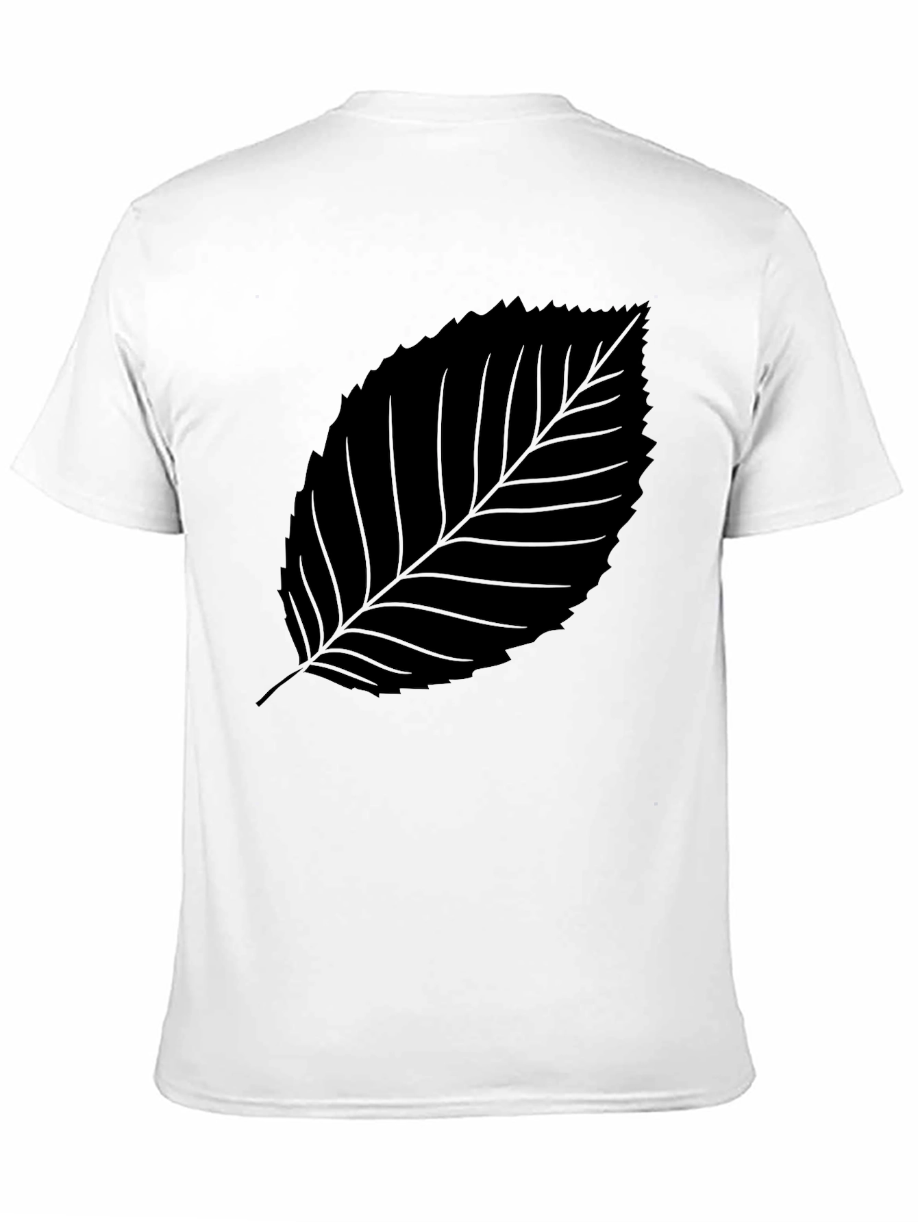 Camiseta Negra con Hoja Estilizada