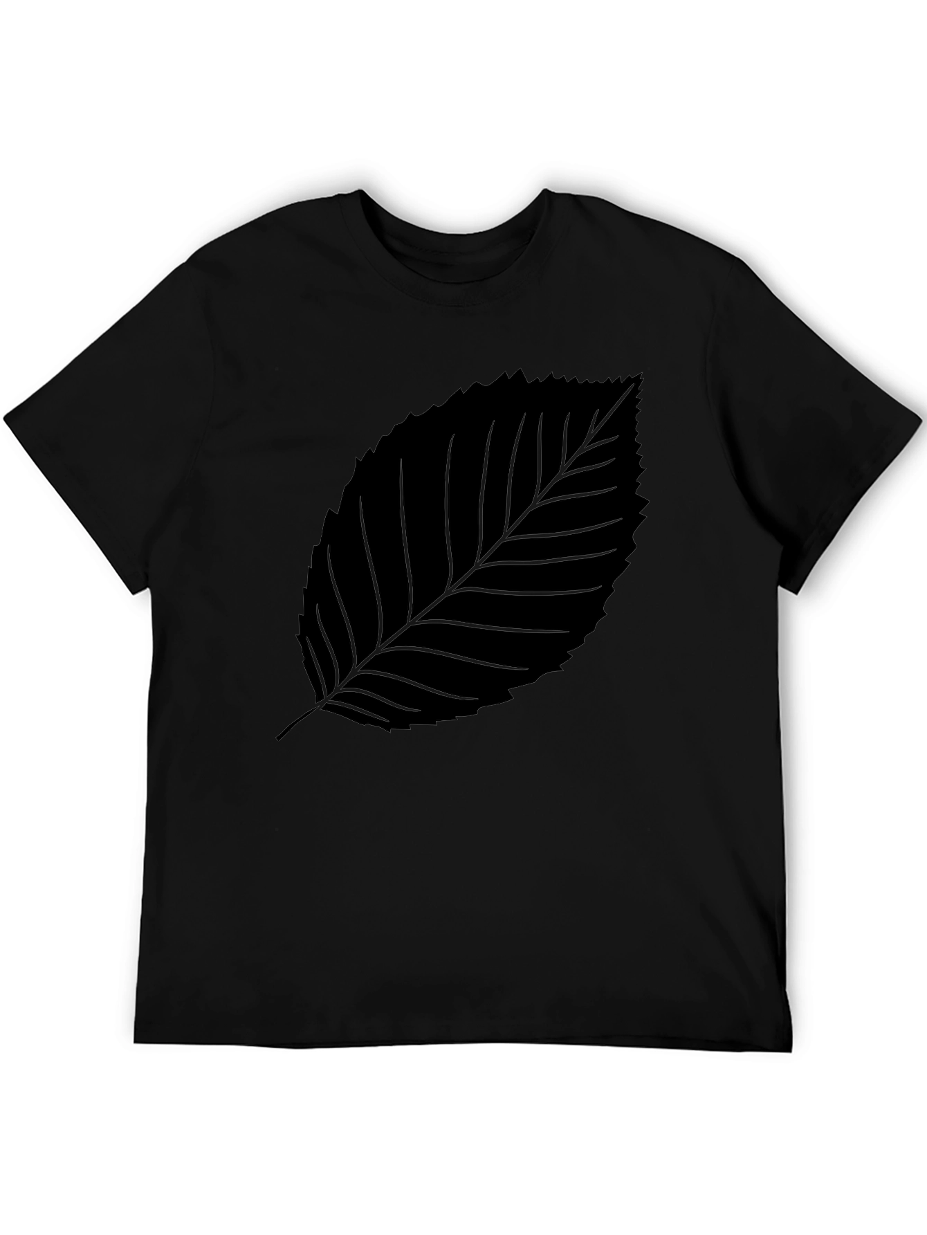 Camiseta Negra con Hoja Estilizada