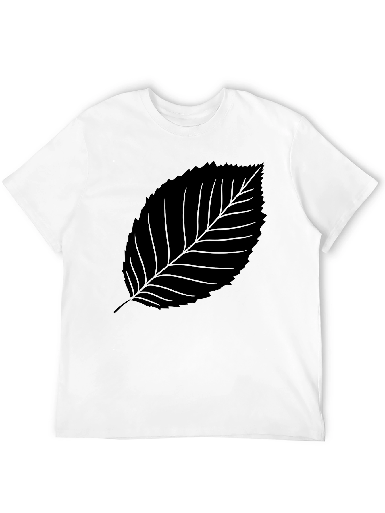 Camiseta Negra con Hoja Estilizada