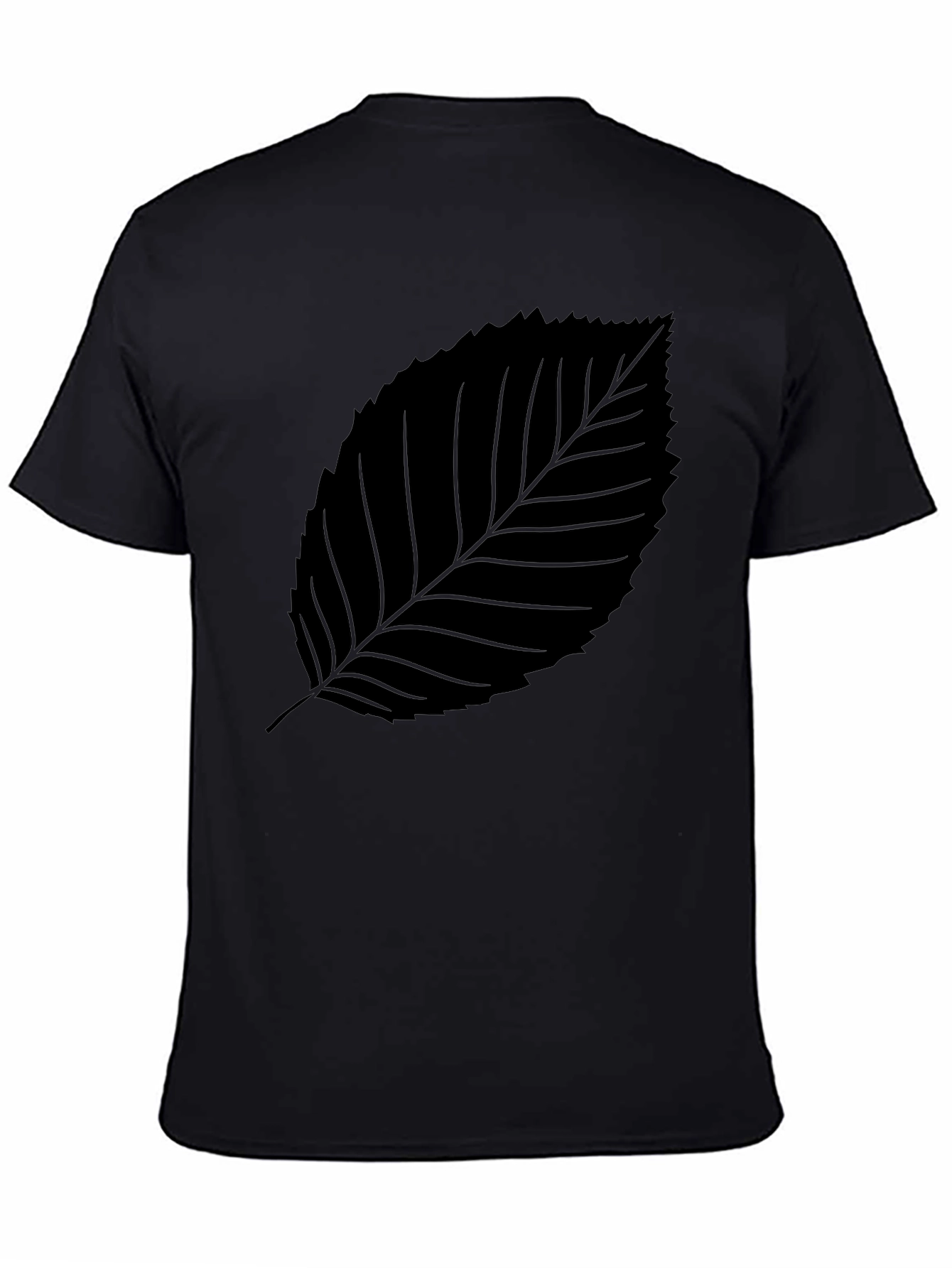 Camiseta Negra con Hoja Estilizada