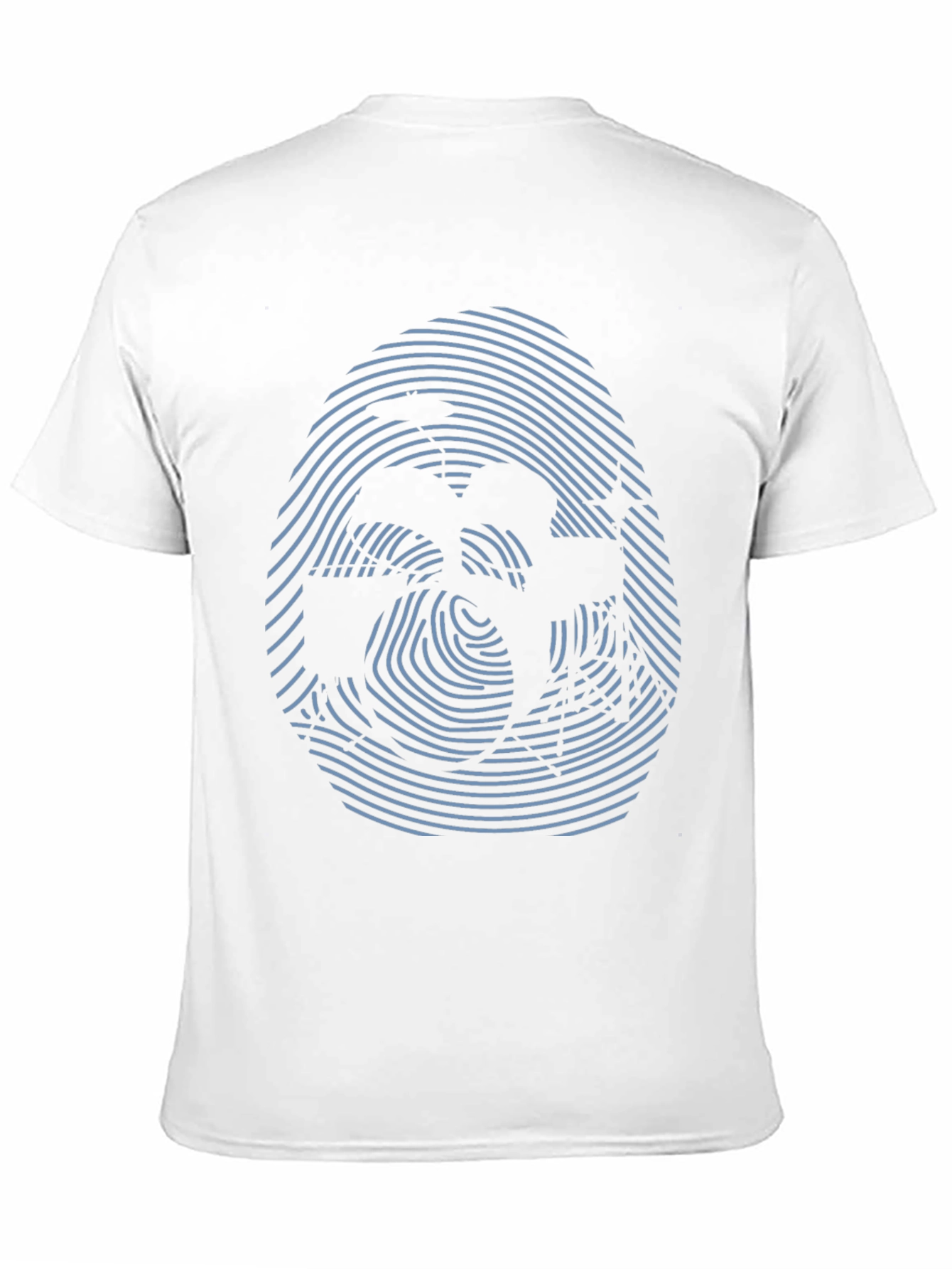 Camiseta Negra con Diseño de Huella Digital Abstracta