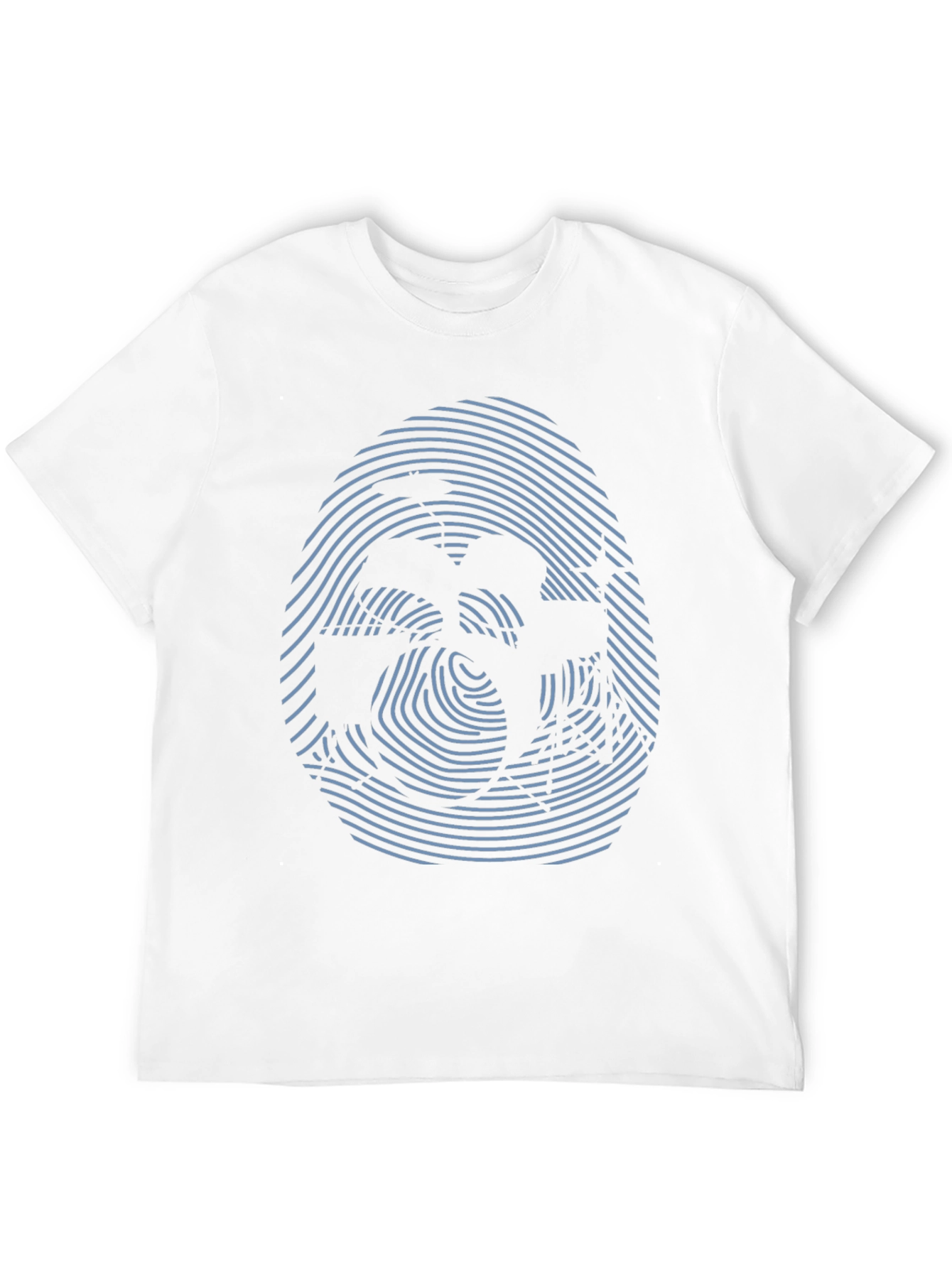Camiseta Negra con Diseño de Huella Digital Abstracta