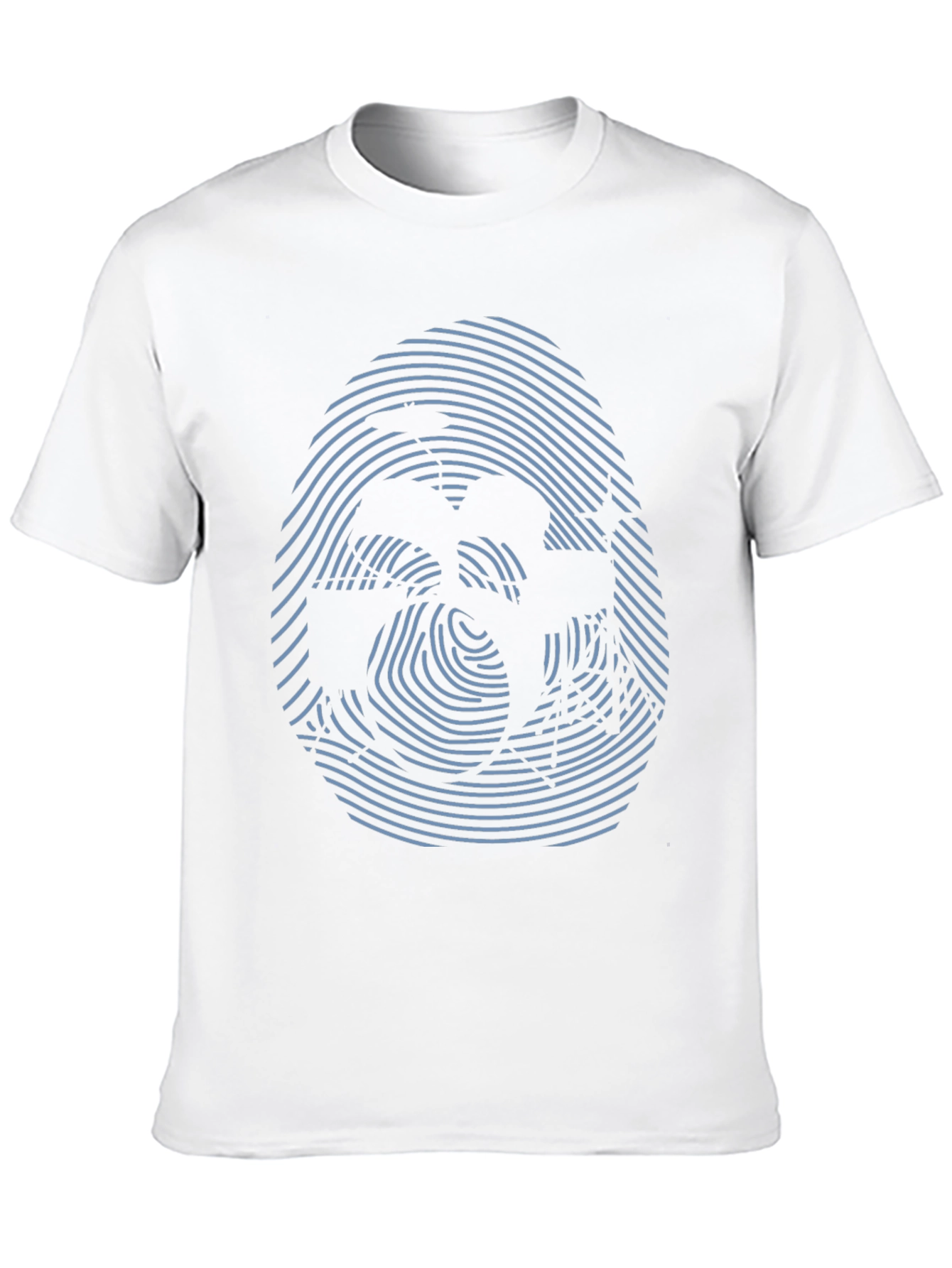 Camiseta Negra con Diseño de Huella Digital Abstracta