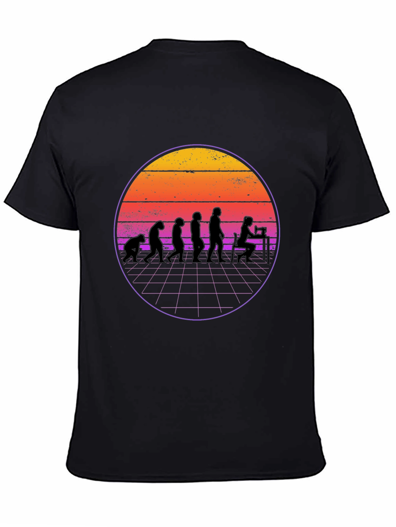 Camiseta Negra Evolución Costura Retro