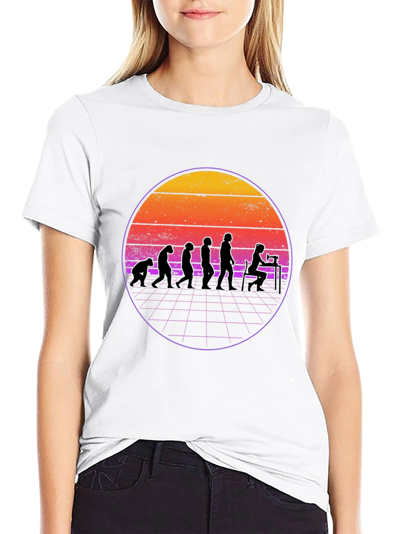 Camiseta Negra Evolución Costura Retro