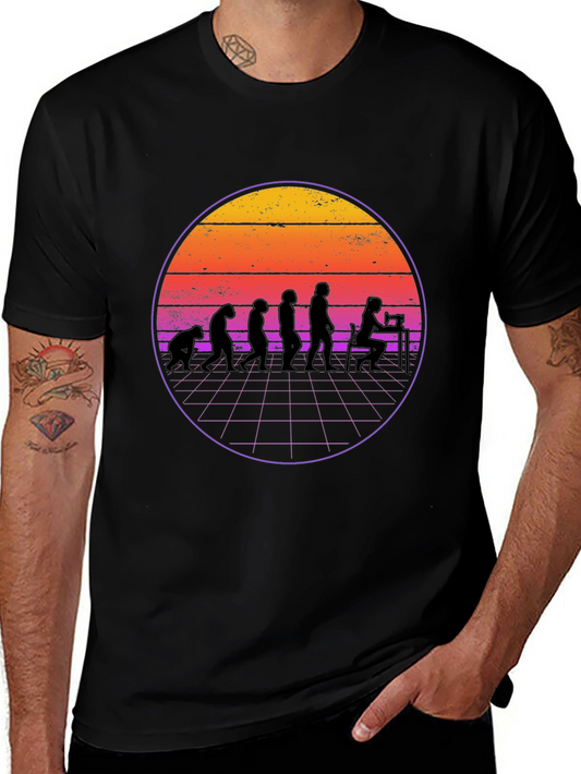Camiseta Negra Evolución Costura Retro
