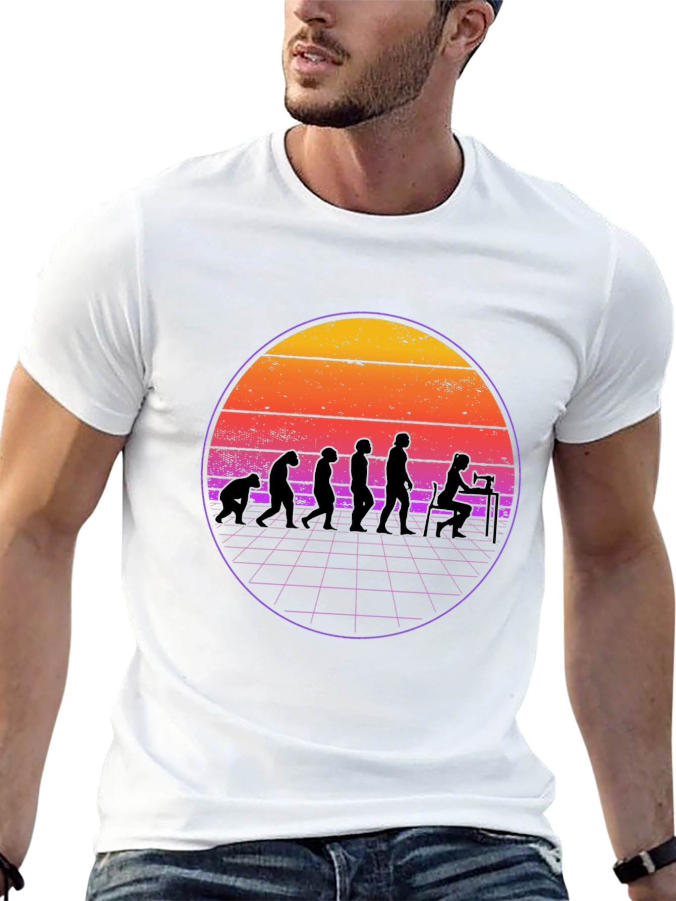 Camiseta Negra Evolución Costura Retro