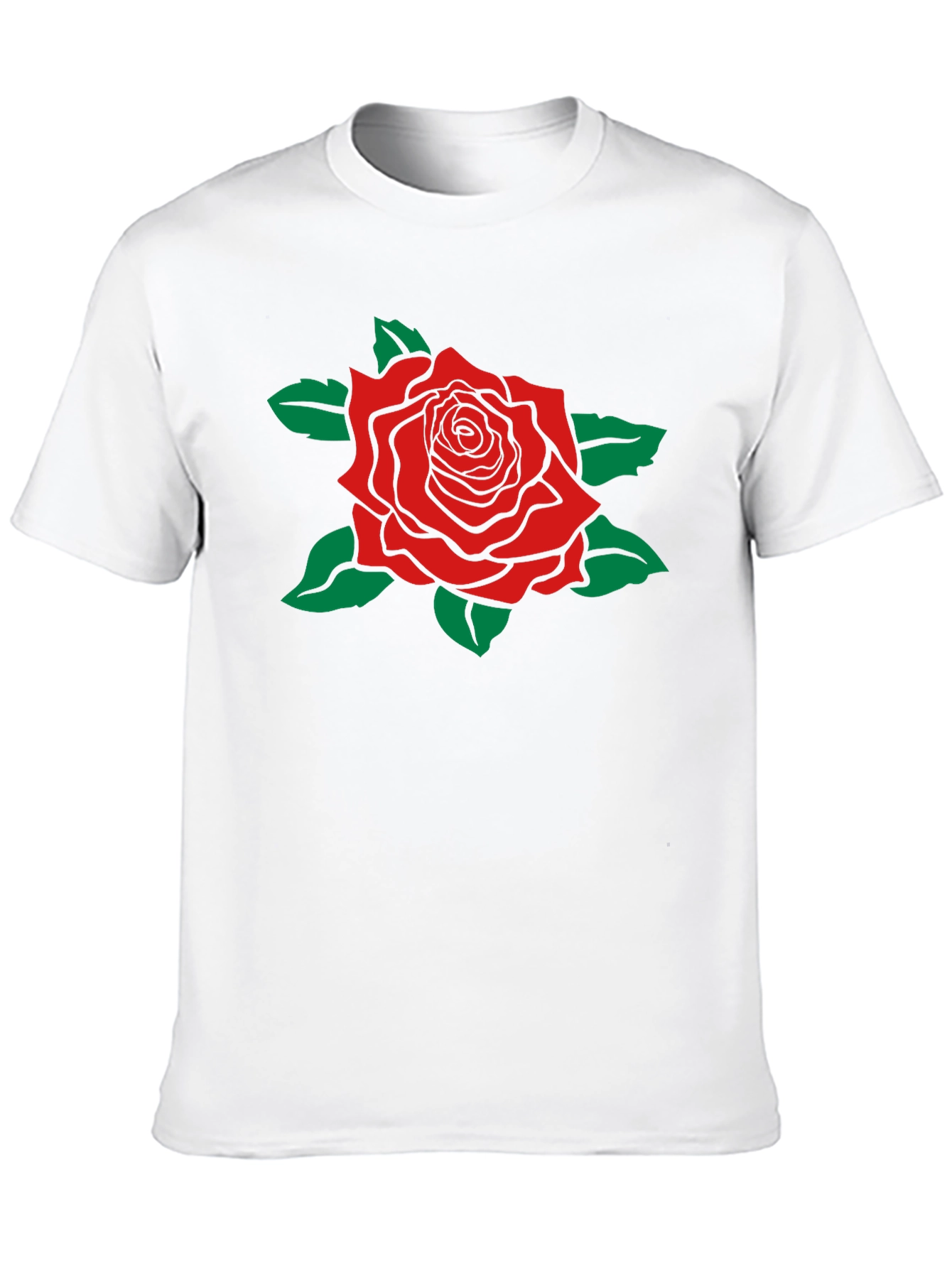 Camiseta Negra con Rosa Roja Estilizada