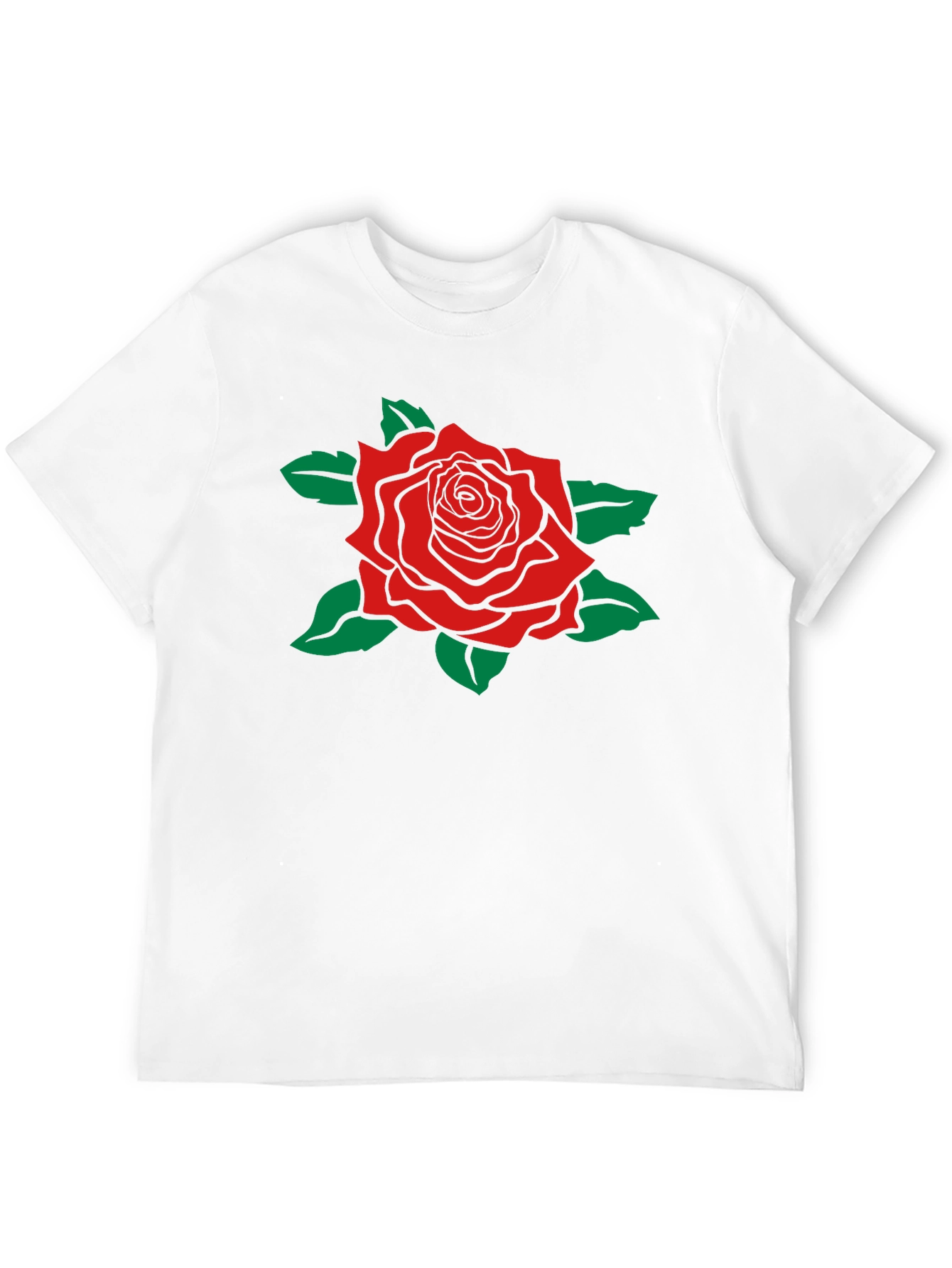 Camiseta Negra con Rosa Roja Estilizada