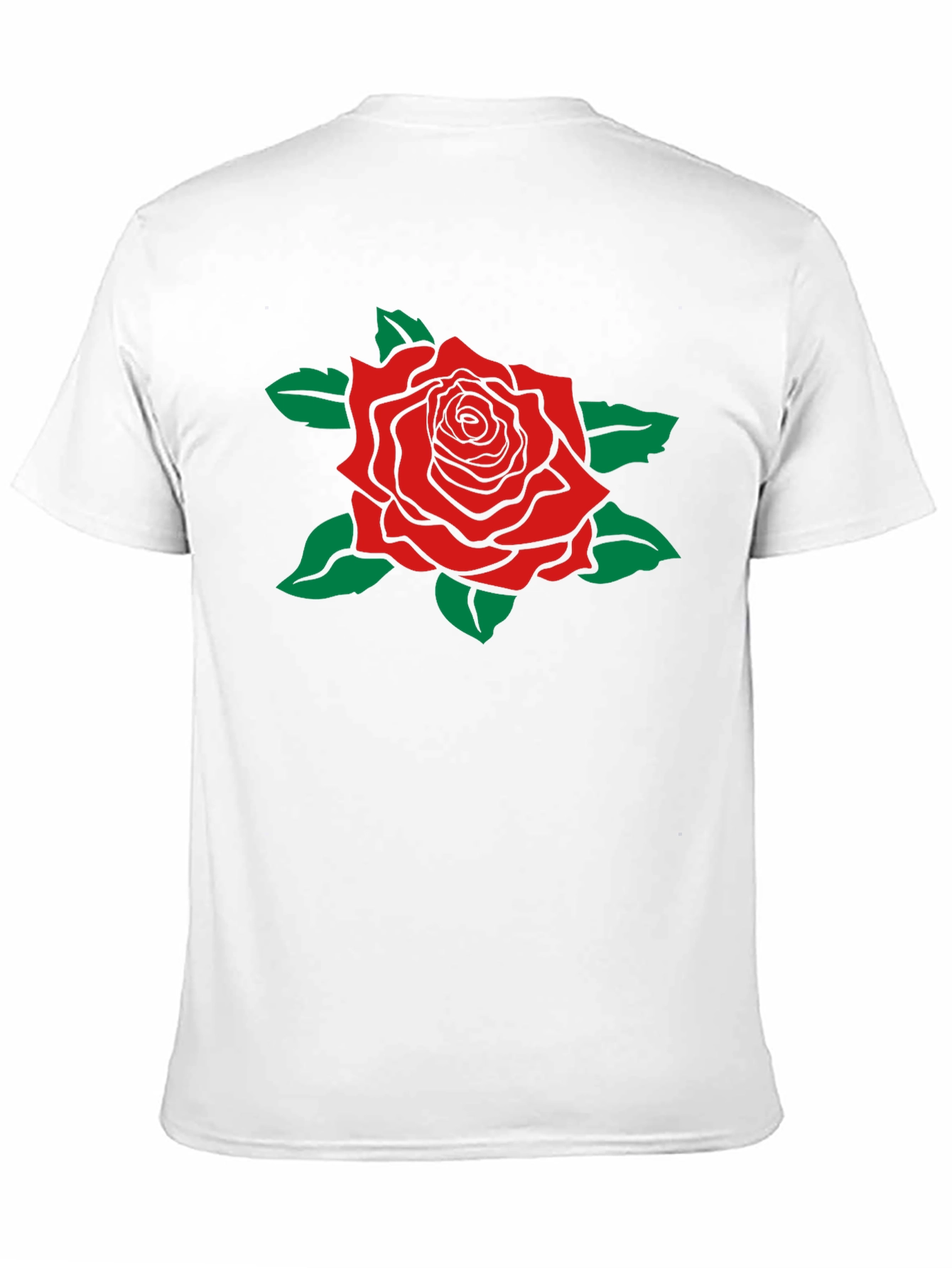 Camiseta Negra con Rosa Roja Estilizada
