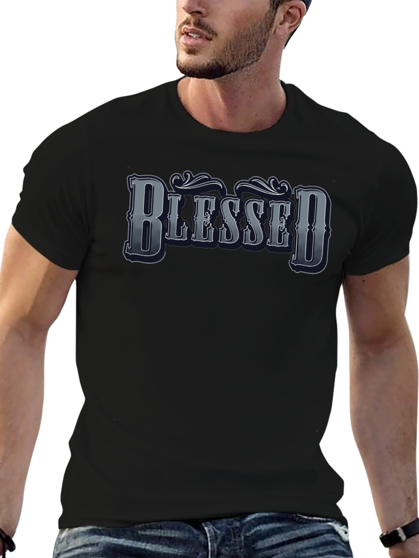 Camiseta Negra Blessed para Hombre