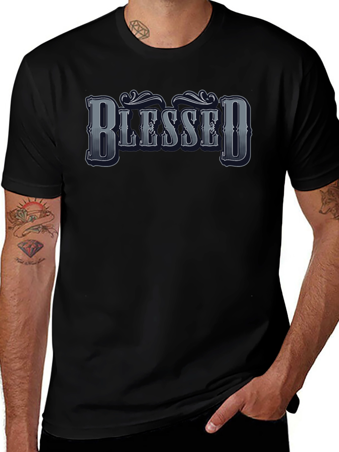 Camiseta Negra Blessed para Hombre
