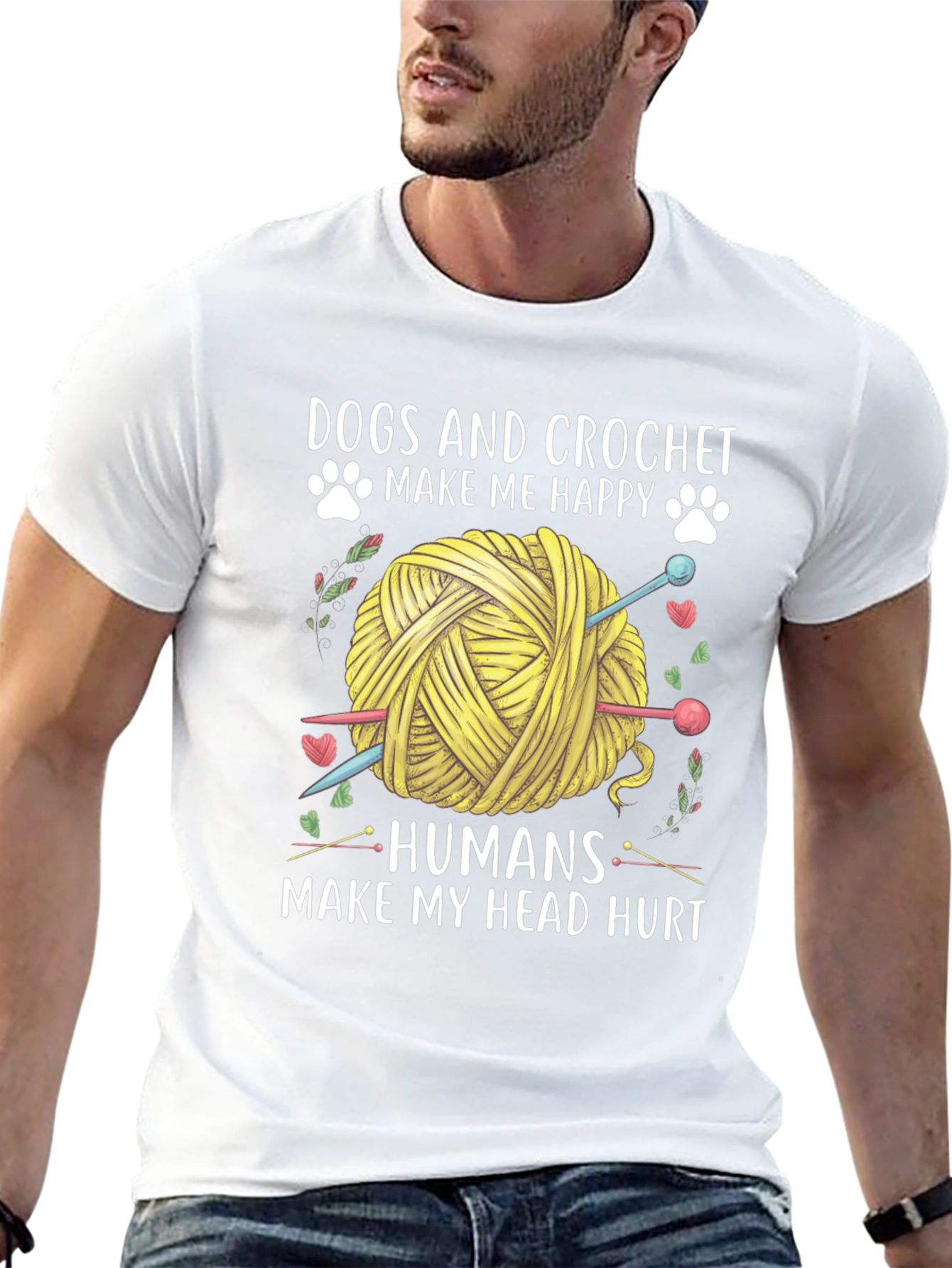 Camiseta Negra: Perros y Crochet Felicidad
