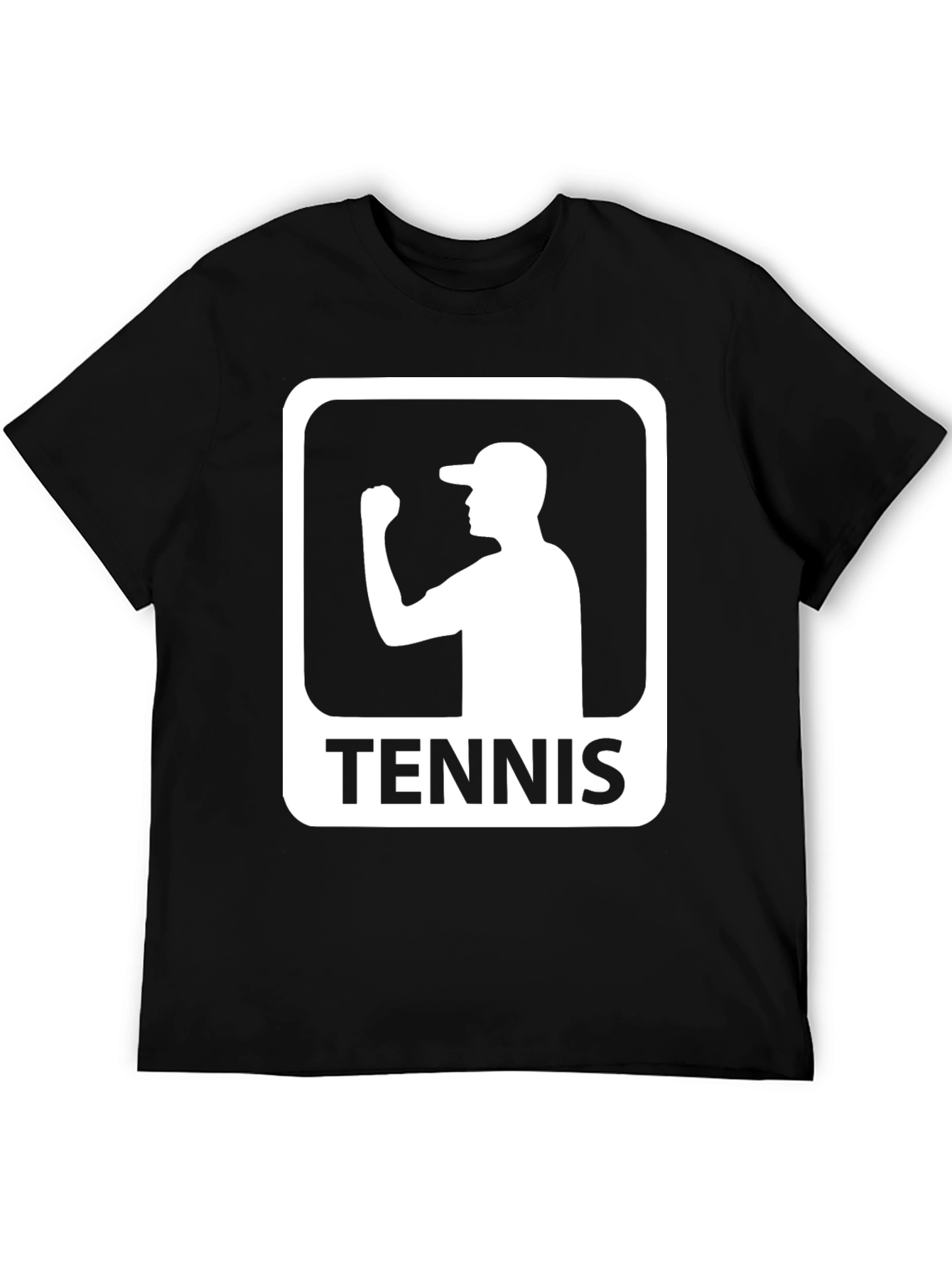 Camiseta Negra Diseño Tenis para Hombre