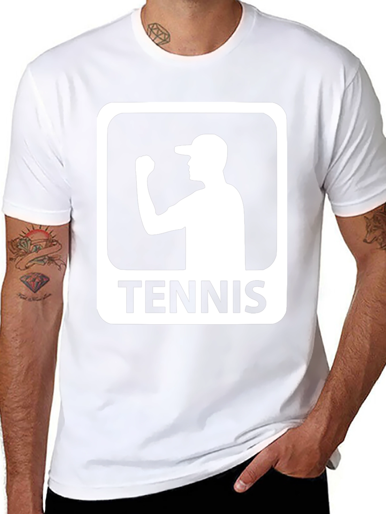 Camiseta Negra Diseño Tenis para Hombre