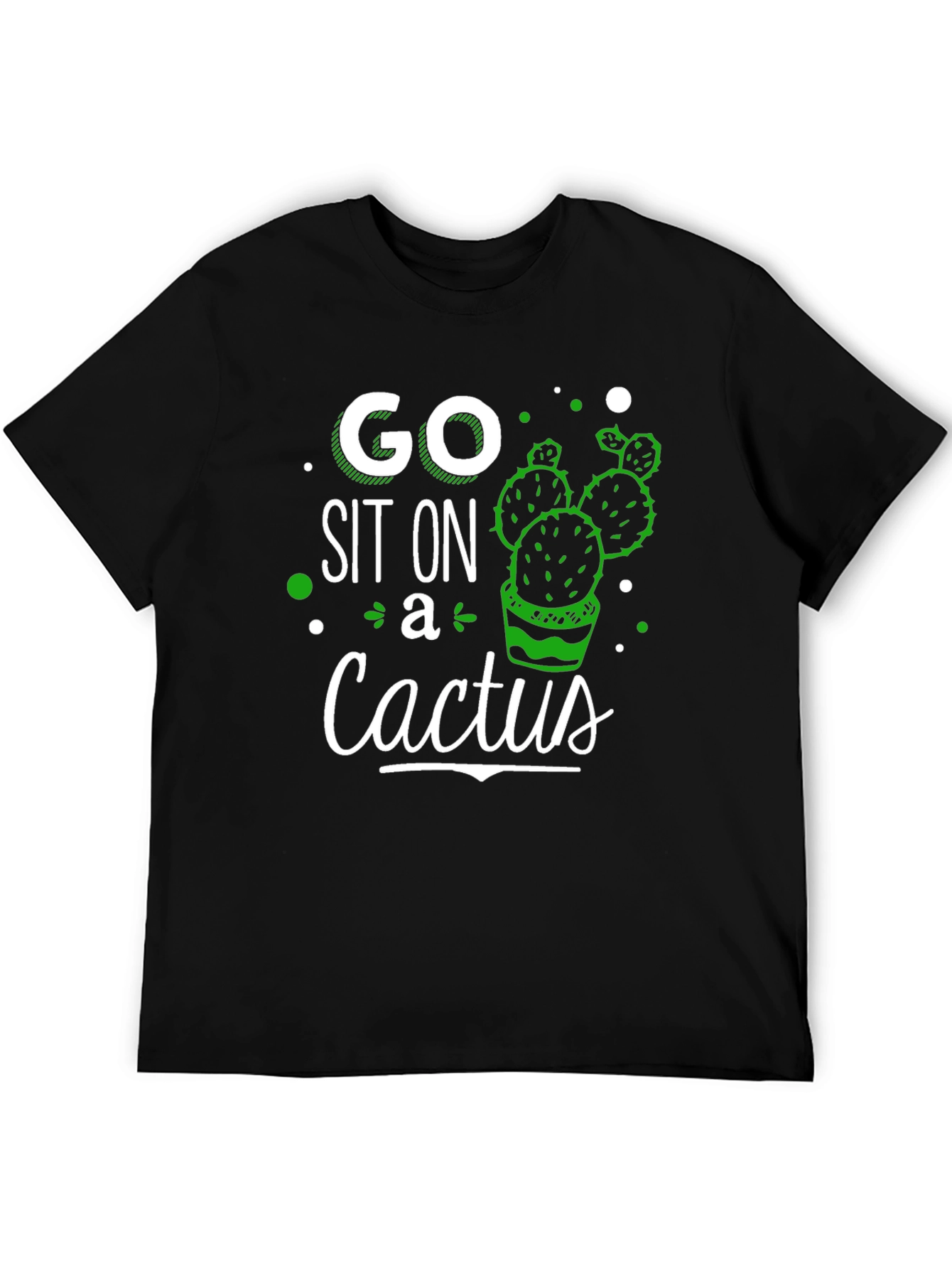 Camiseta Negra con Diseño Gráfico de Cactus