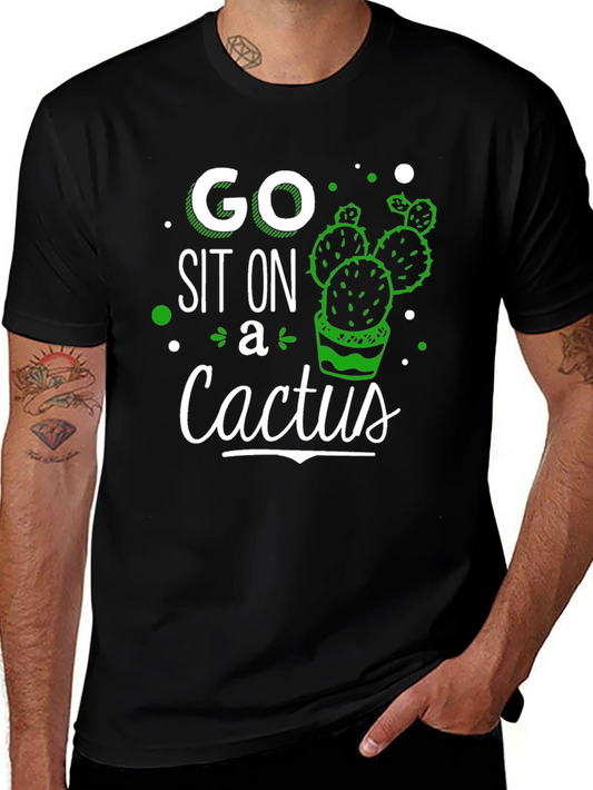 Camiseta Negra con Diseño Gráfico de Cactus