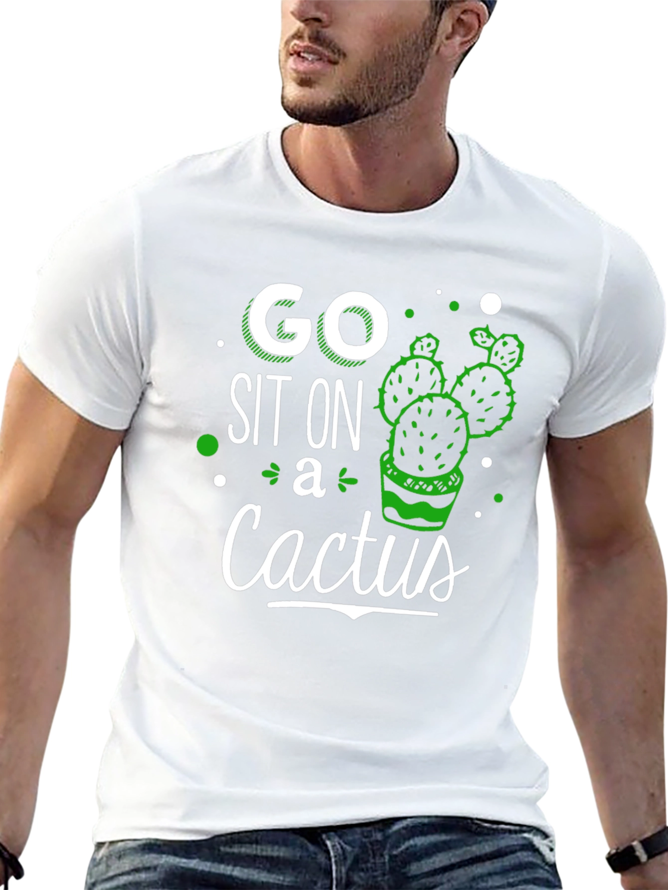 Camiseta Negra con Diseño Gráfico de Cactus