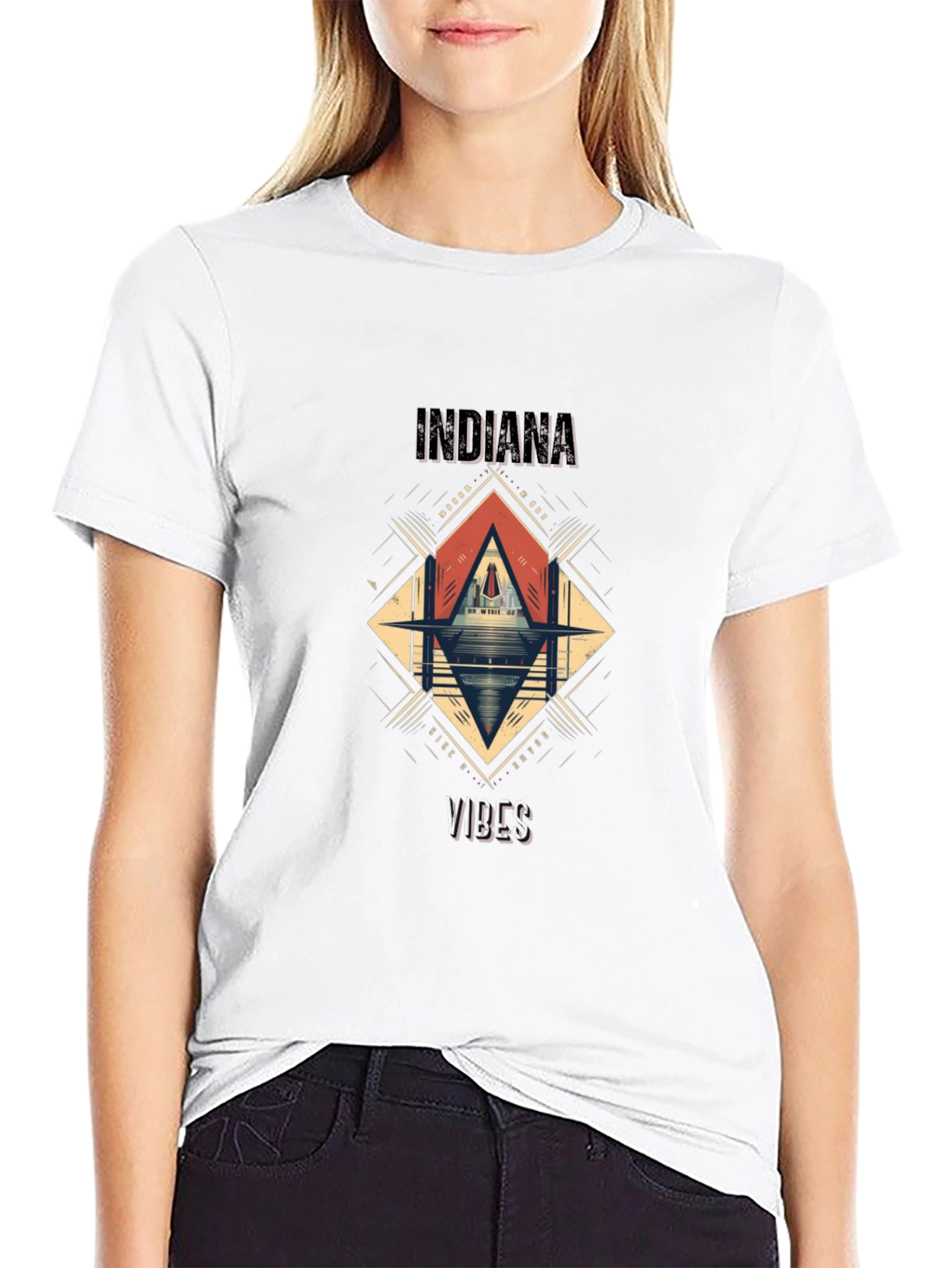 Camiseta Indiana Vibes Hombre Negra Diseño Gráfico