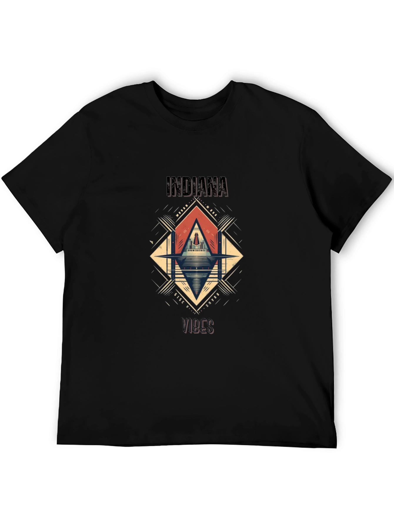 Camiseta Indiana Vibes Hombre Negra Diseño Gráfico