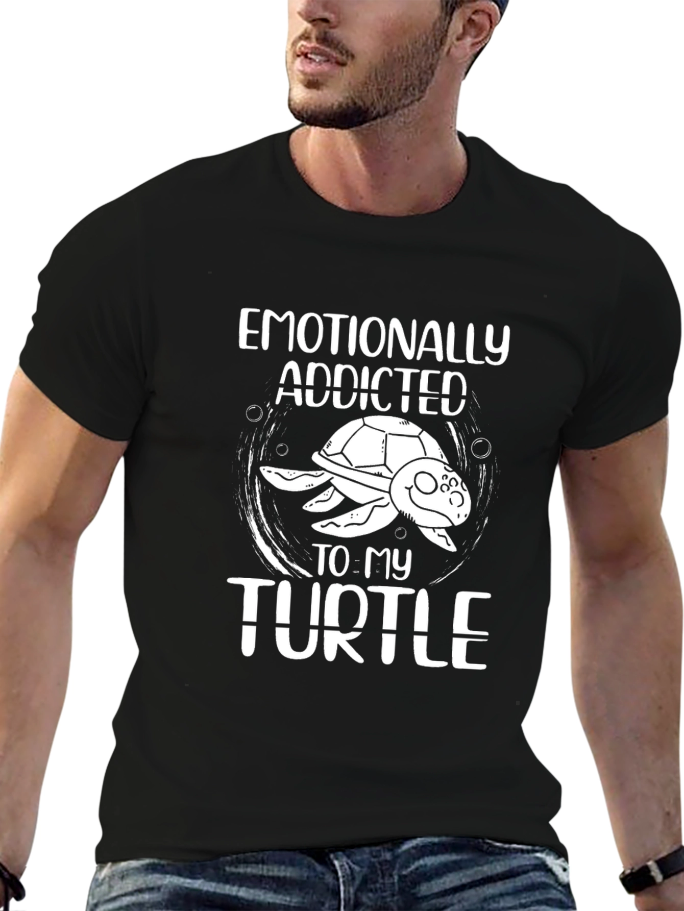Camiseta Negra: Adicto Emocionalmente a mi Tortuga