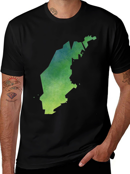 Camiseta Negra con Diseño Abstracto Verde