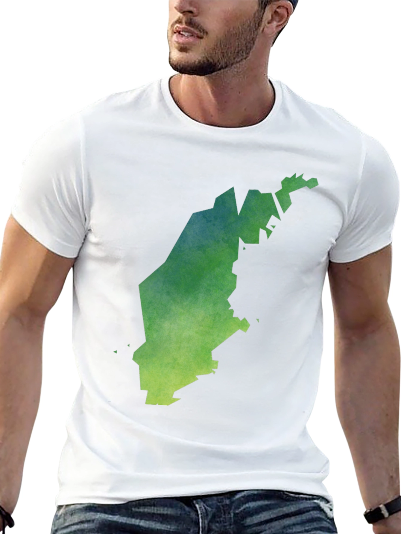 Camiseta Negra con Diseño Abstracto Verde