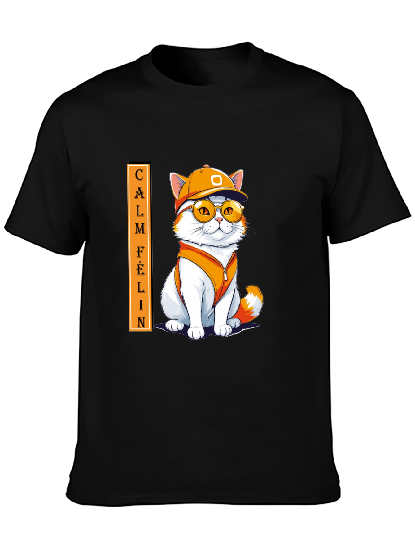 Camiseta Negra Calm Felin Gato Cool