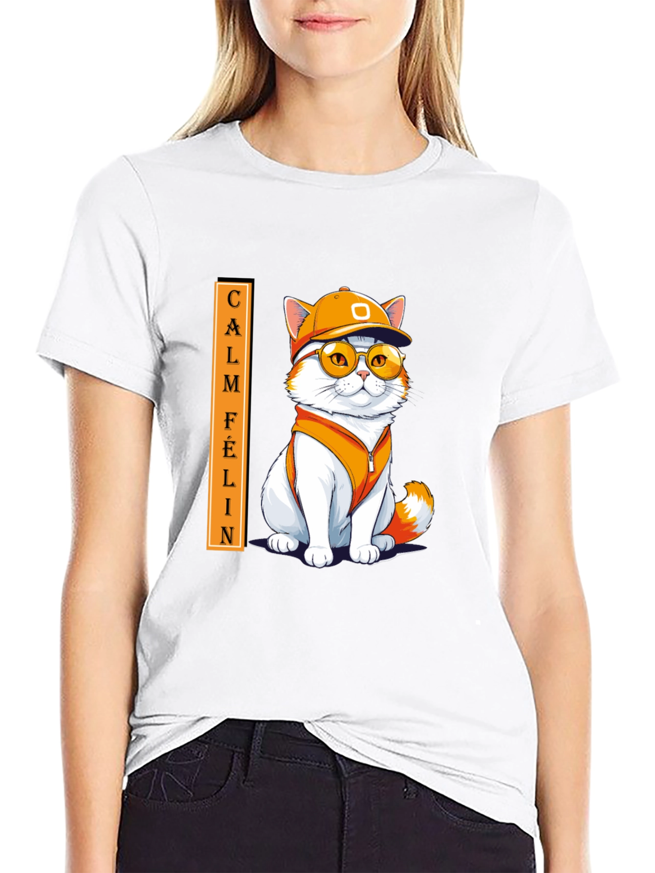 Camiseta Negra Calm Felin Gato Cool
