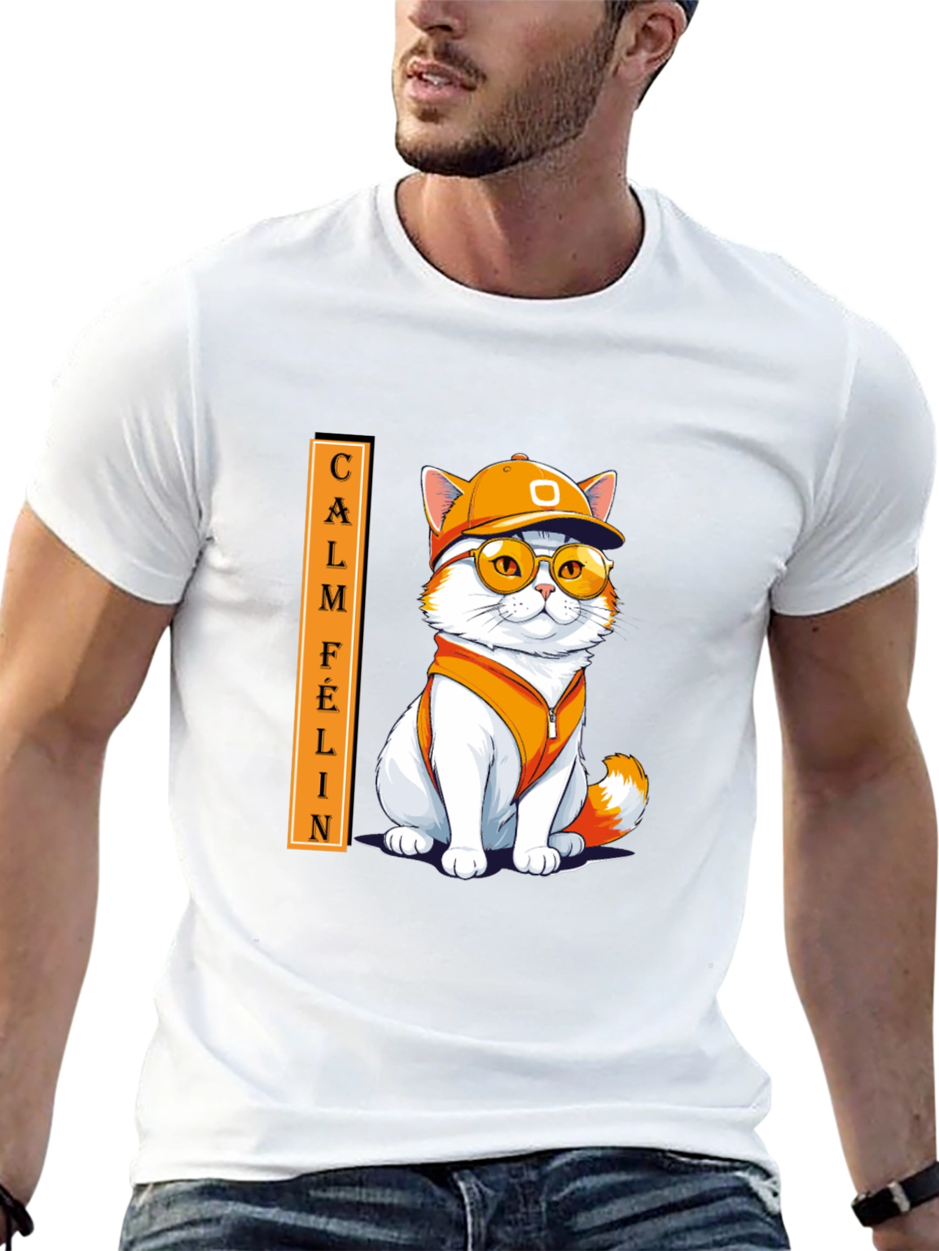 Camiseta Negra Calm Felin Gato Cool