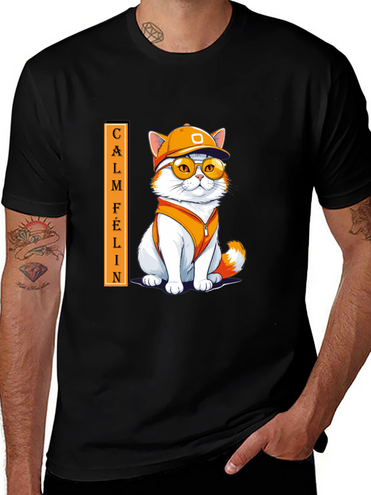 Camiseta Negra Calm Felin Gato Cool