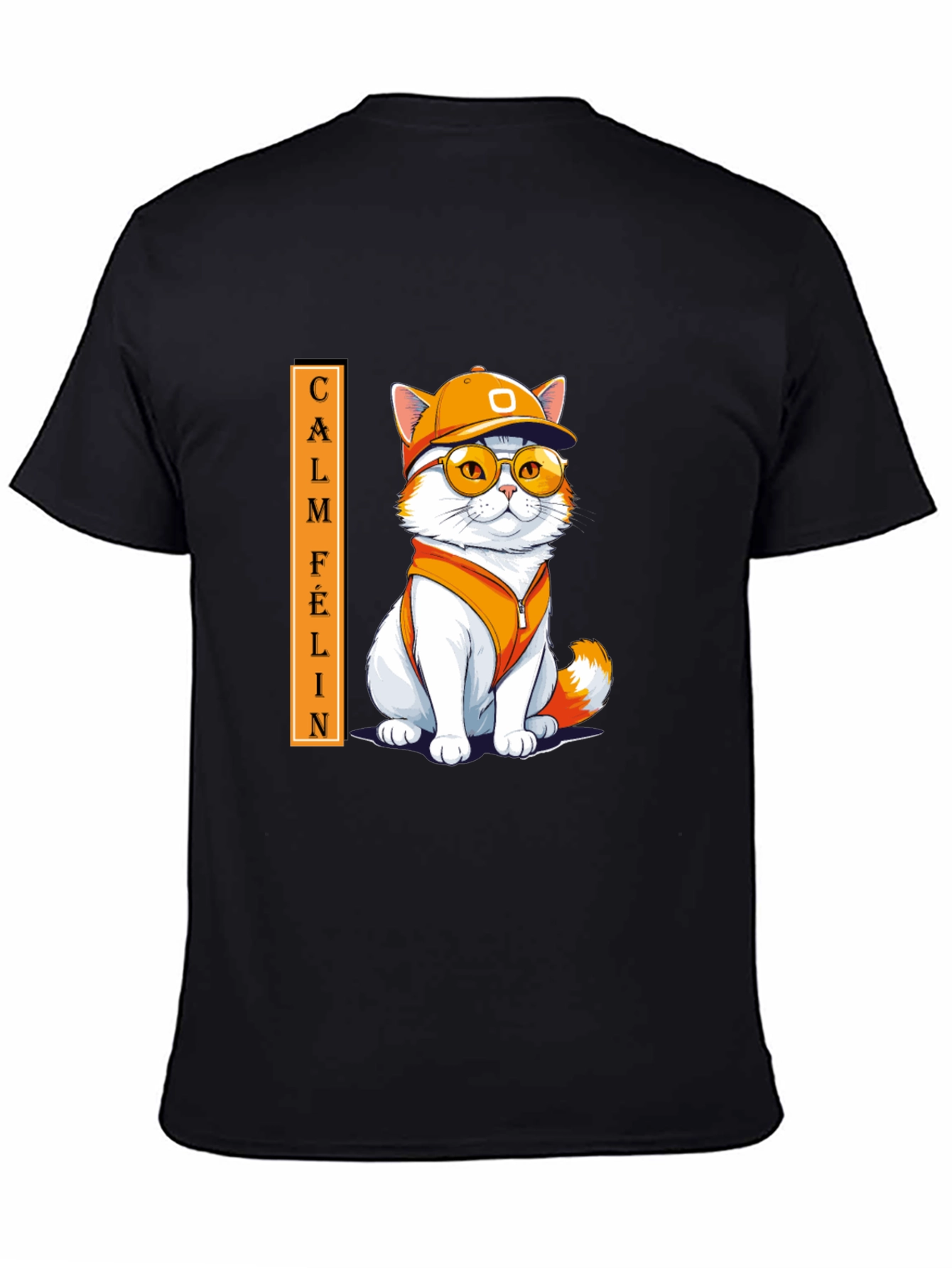 Camiseta Negra Calm Felin Gato Cool