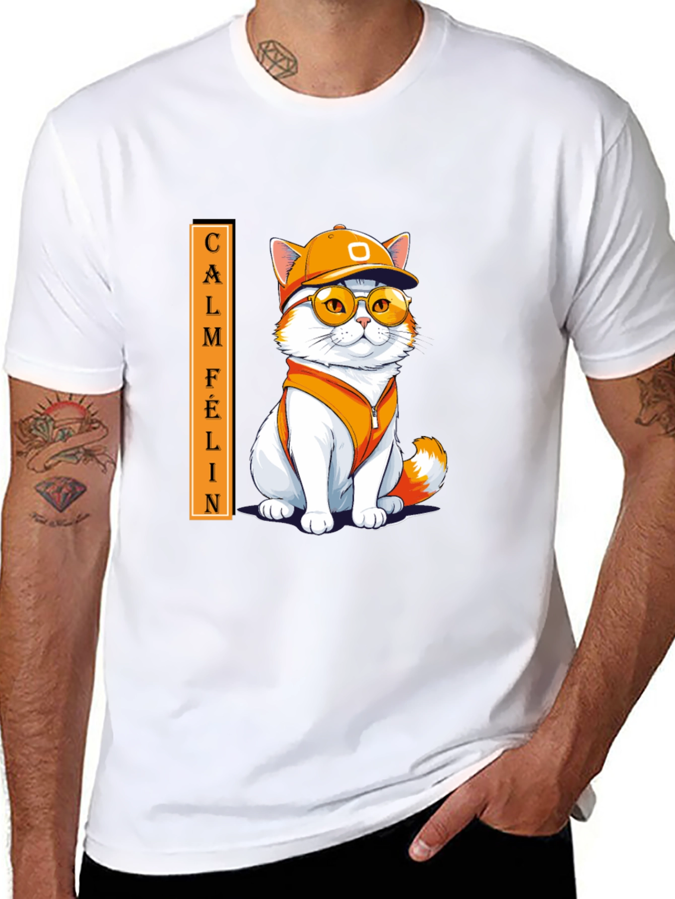Camiseta Negra Calm Felin Gato Cool