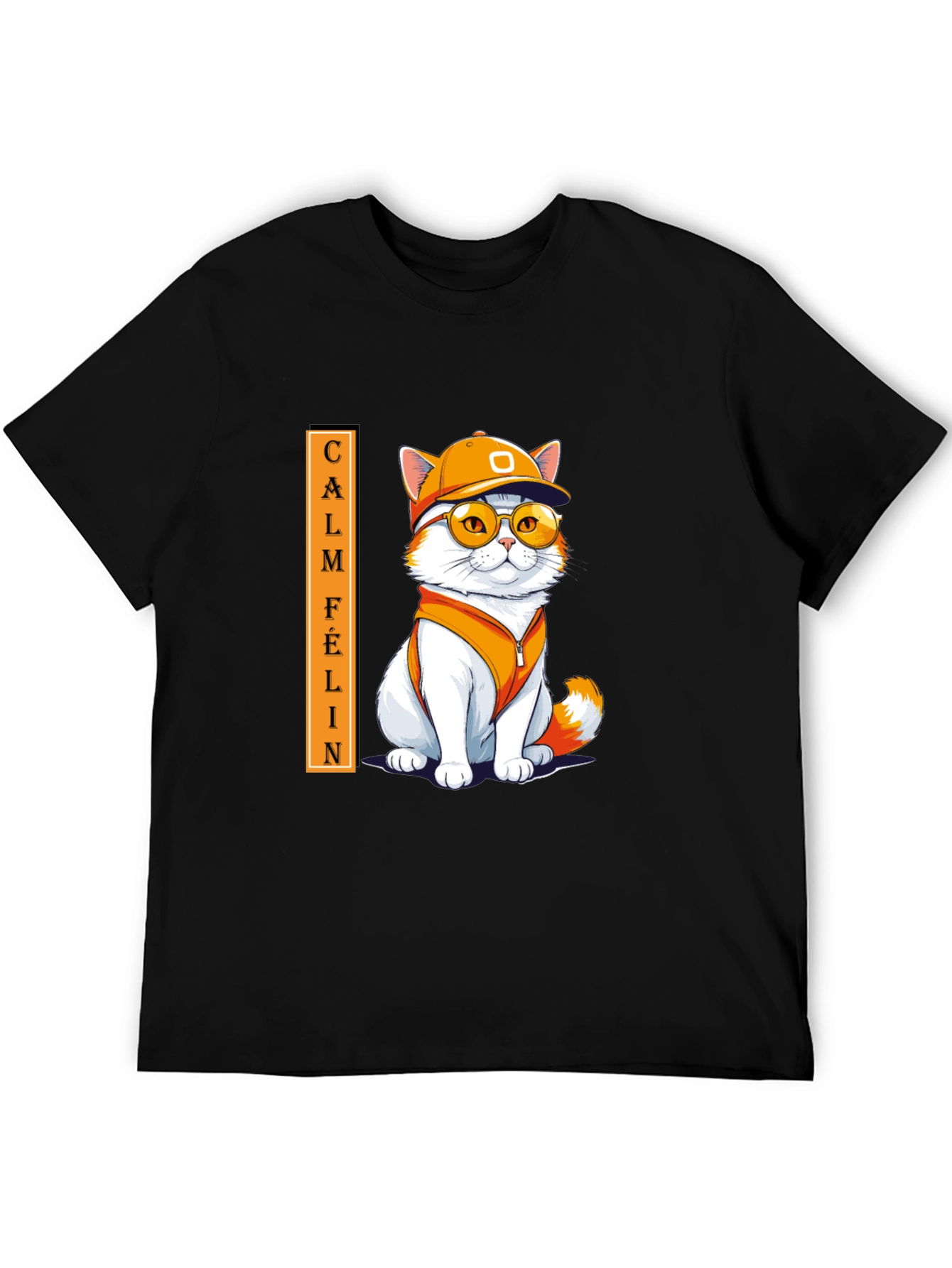 Camiseta Negra Calm Felin Gato Cool