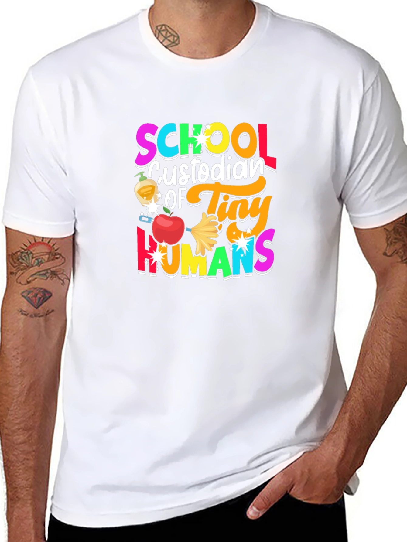 Camiseta Negra Custodio Escolar de Humanos Pequeños