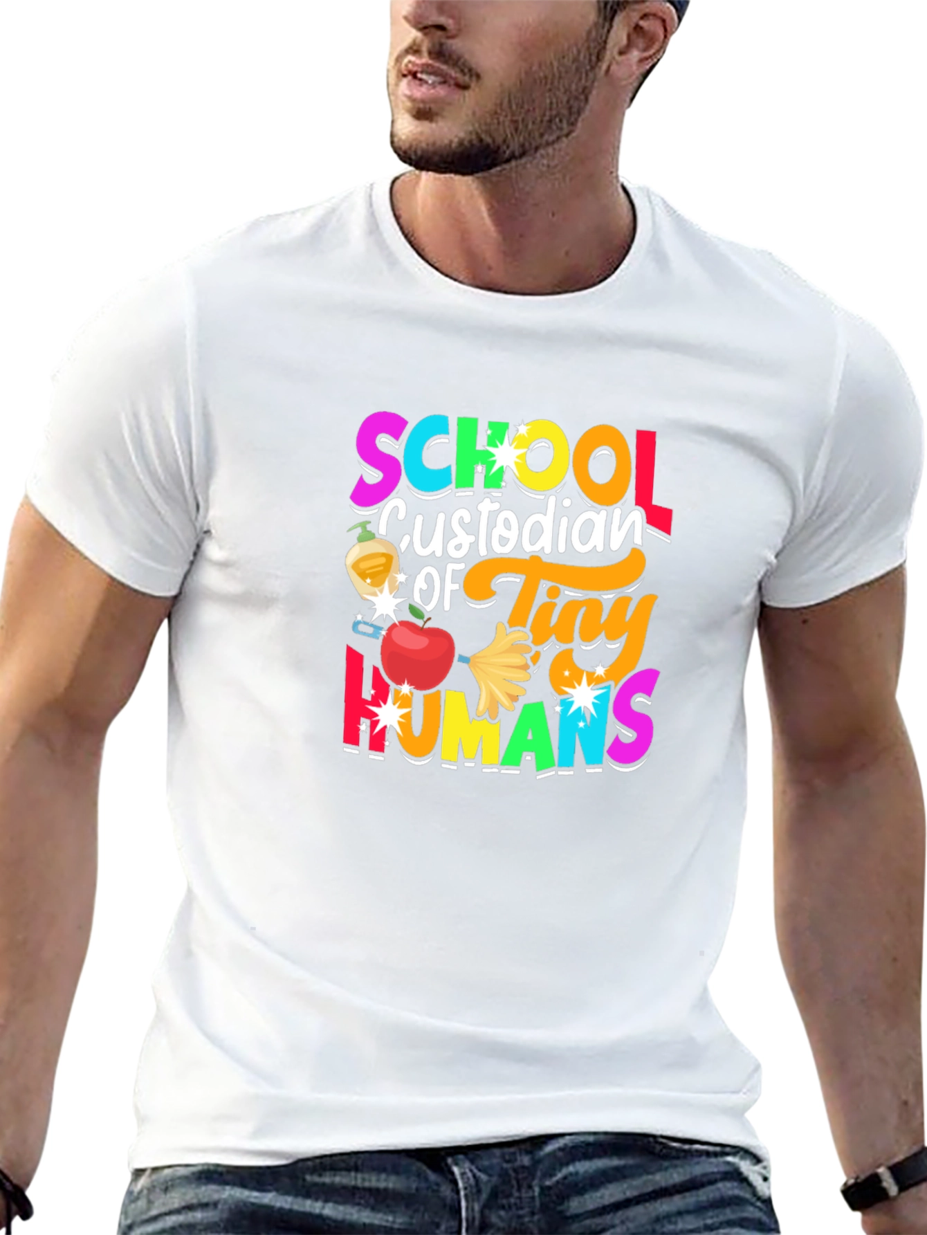Camiseta Negra Custodio Escolar de Humanos Pequeños