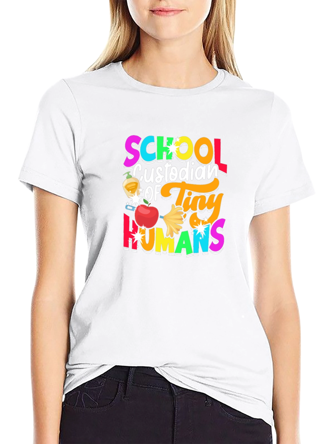 Camiseta Negra Custodio Escolar de Humanos Pequeños