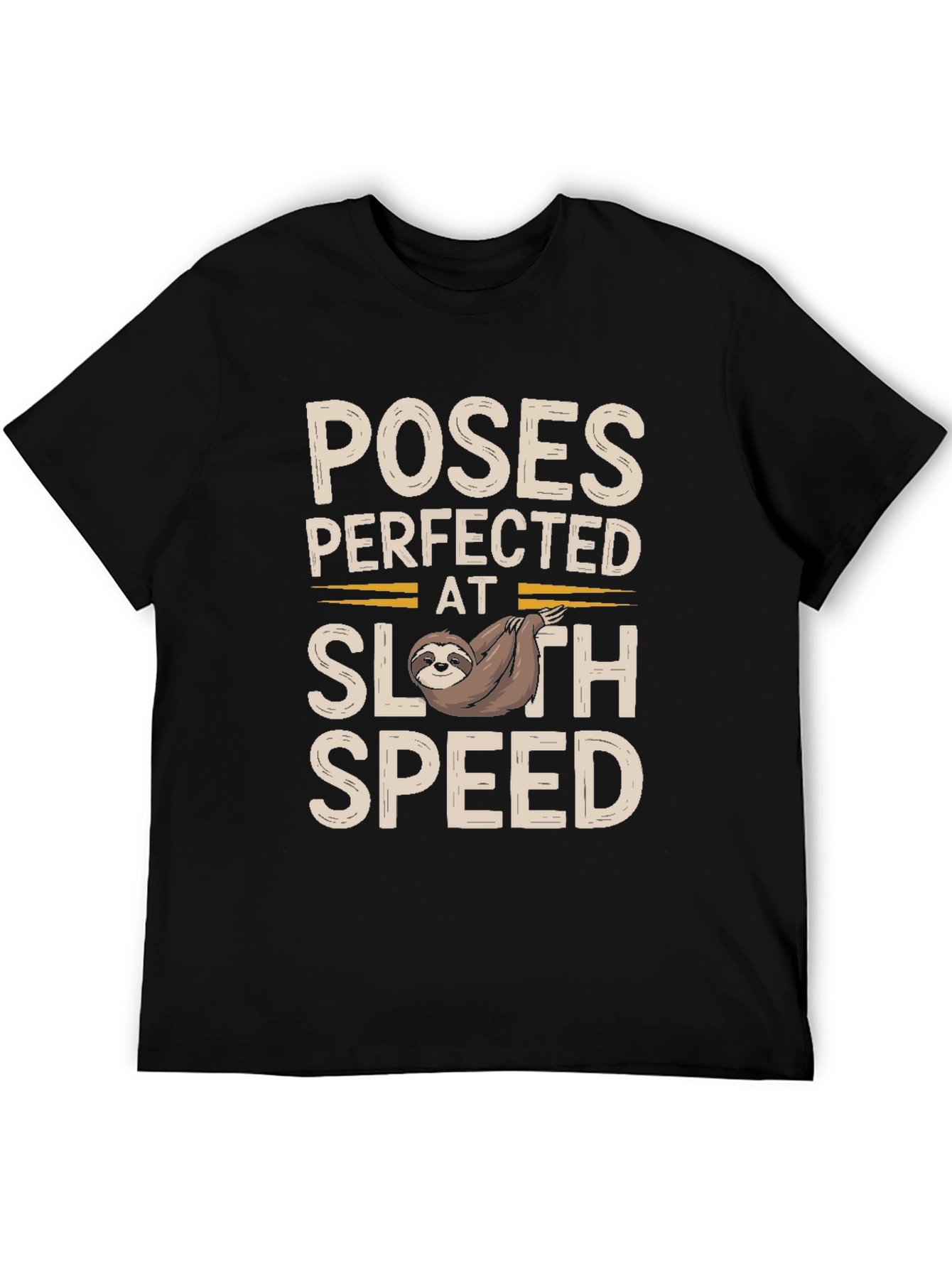 Camiseta Negra con Diseño de Perezoso - Poses Perfectas